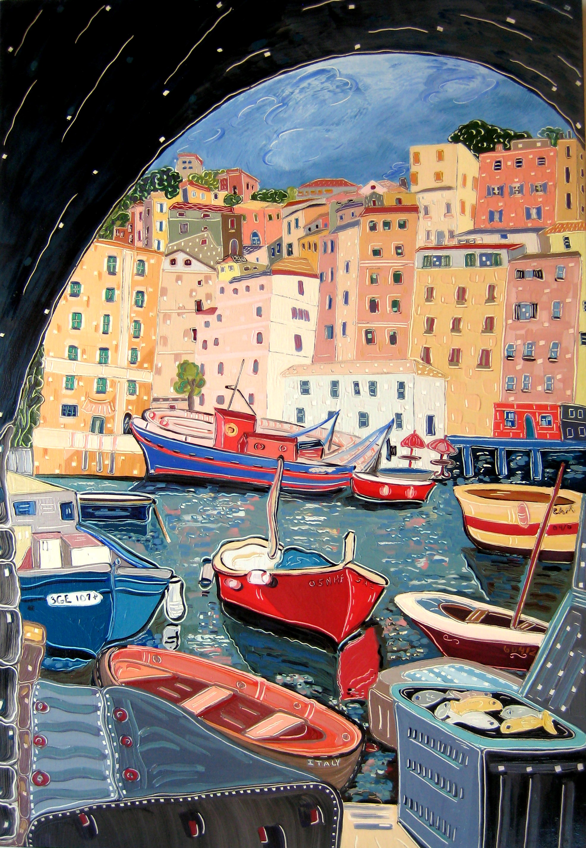   Through the Arch into Camogli , oil on panel, 32x22, $3,900 