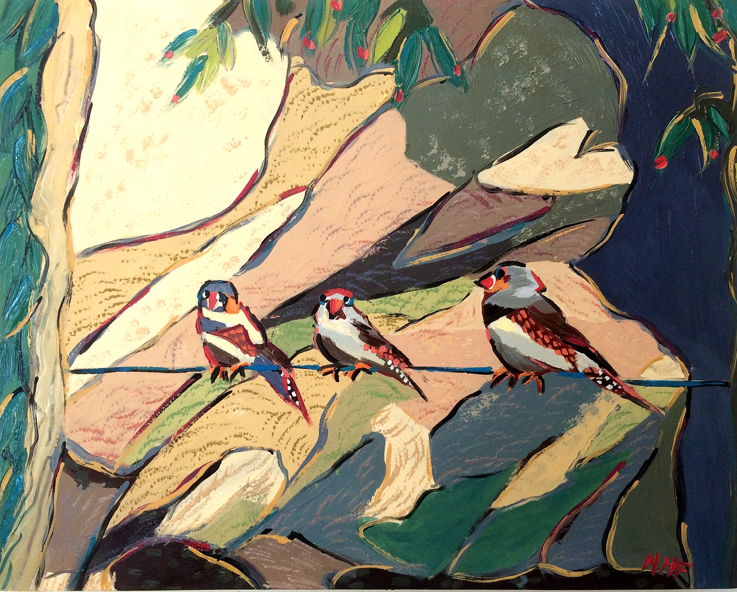   Nan Hass Feldman ,  Birds Down Under 3 , oil on panel, 8x10,  &nbsp;Sold   