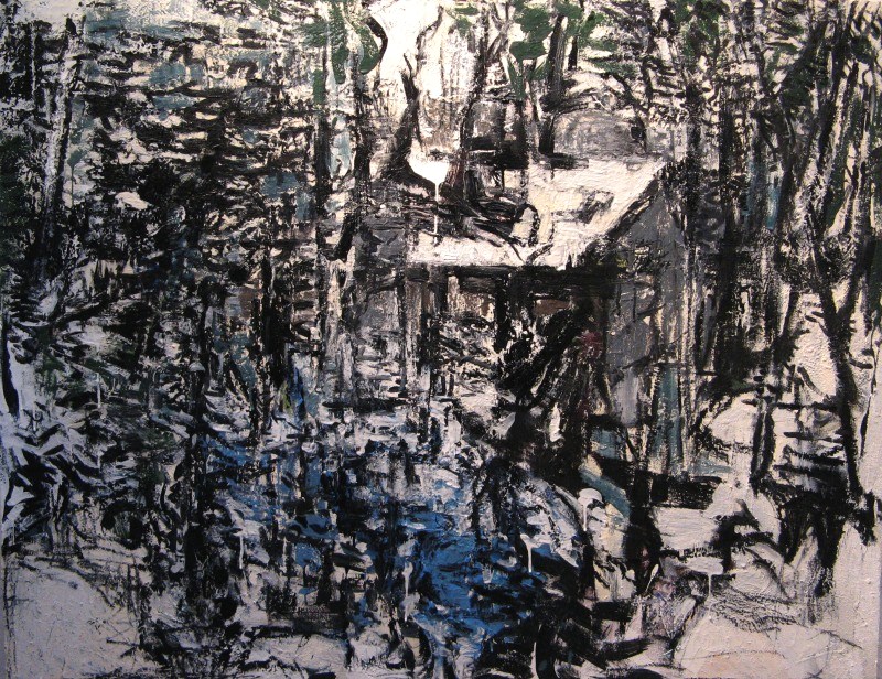   Iris Osterman ,  House in the Woods,  oil/encaustic, 48x40 