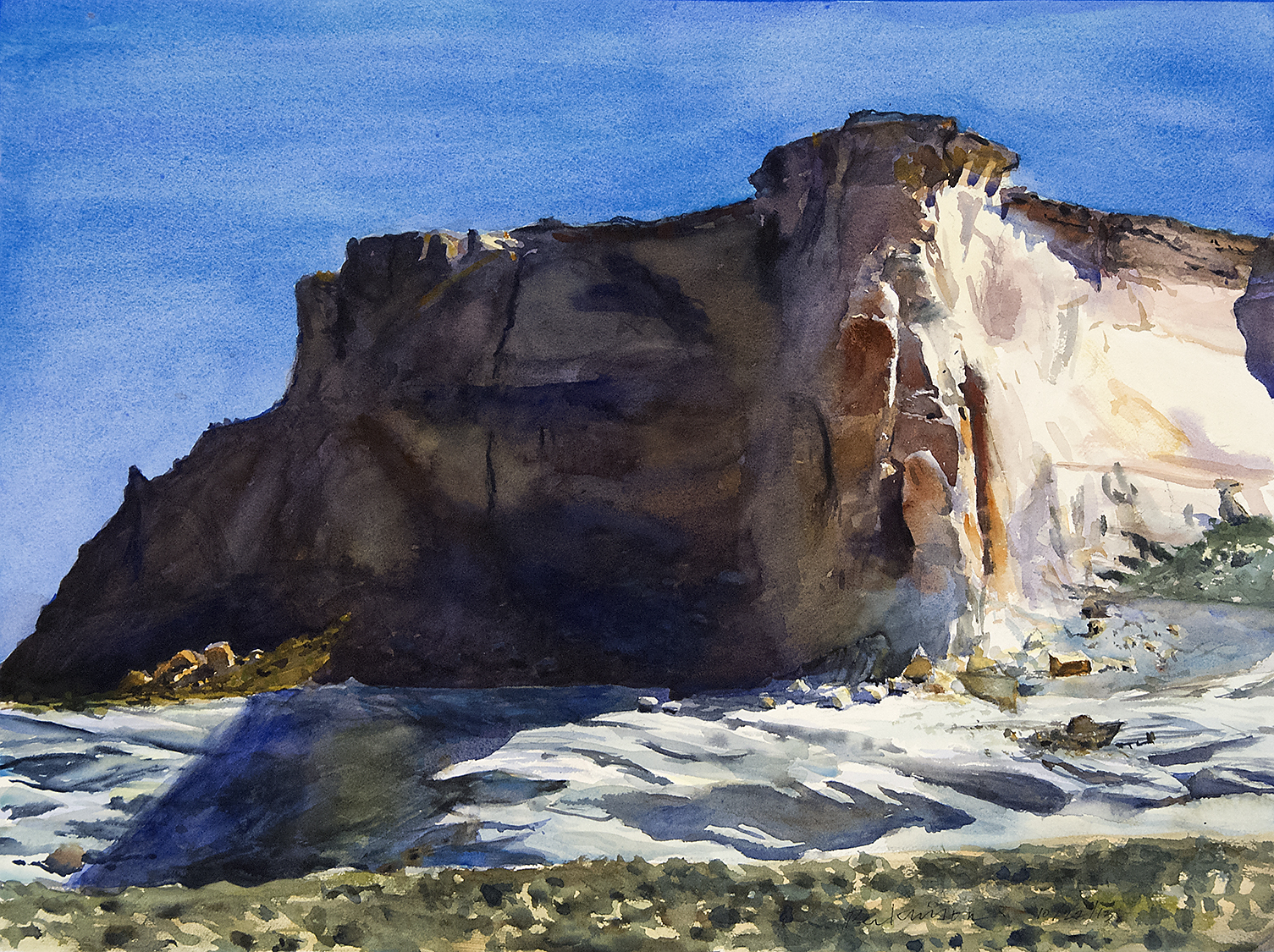   Roy Perkinson ,  Cliffs and Shadows , watercolor, 18x24 
