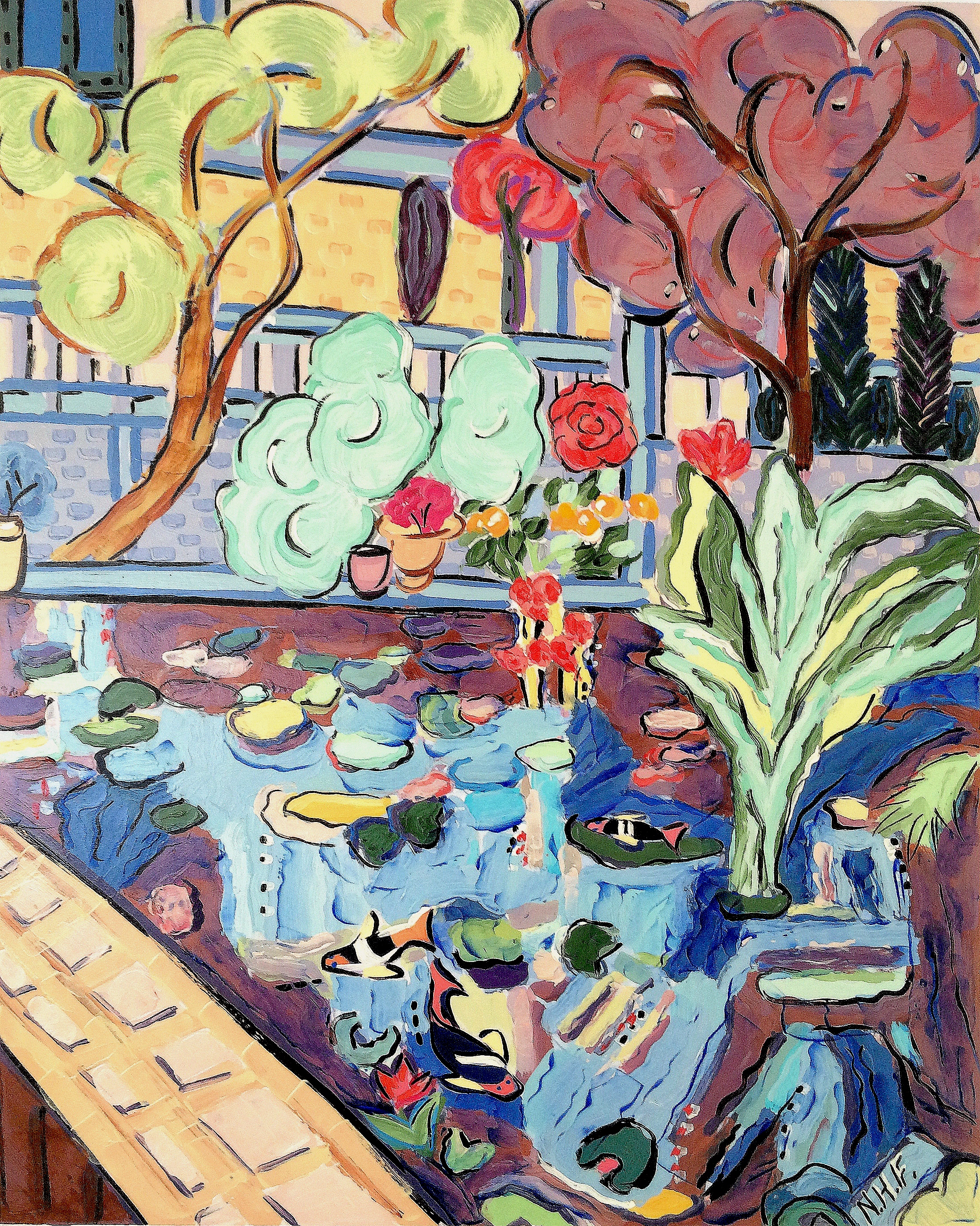   At the Border of the Lily Pond 2 , acrylic on mounted board, 18x15, 22x20 matted 