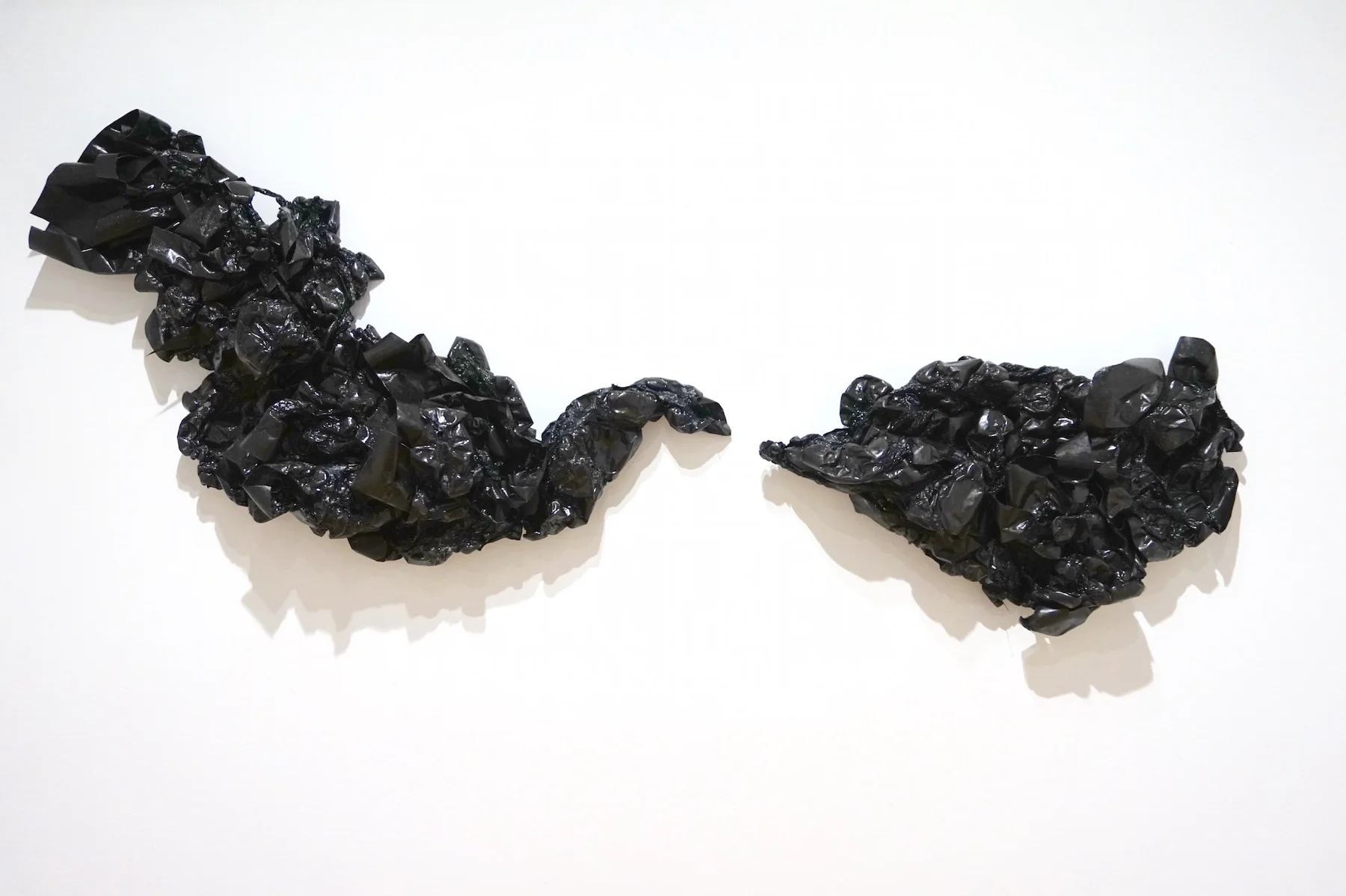 Sensory Afferent (diptych) , acrylic on cut and molded Tyvek, 62" x 21" x 4" (approx.)