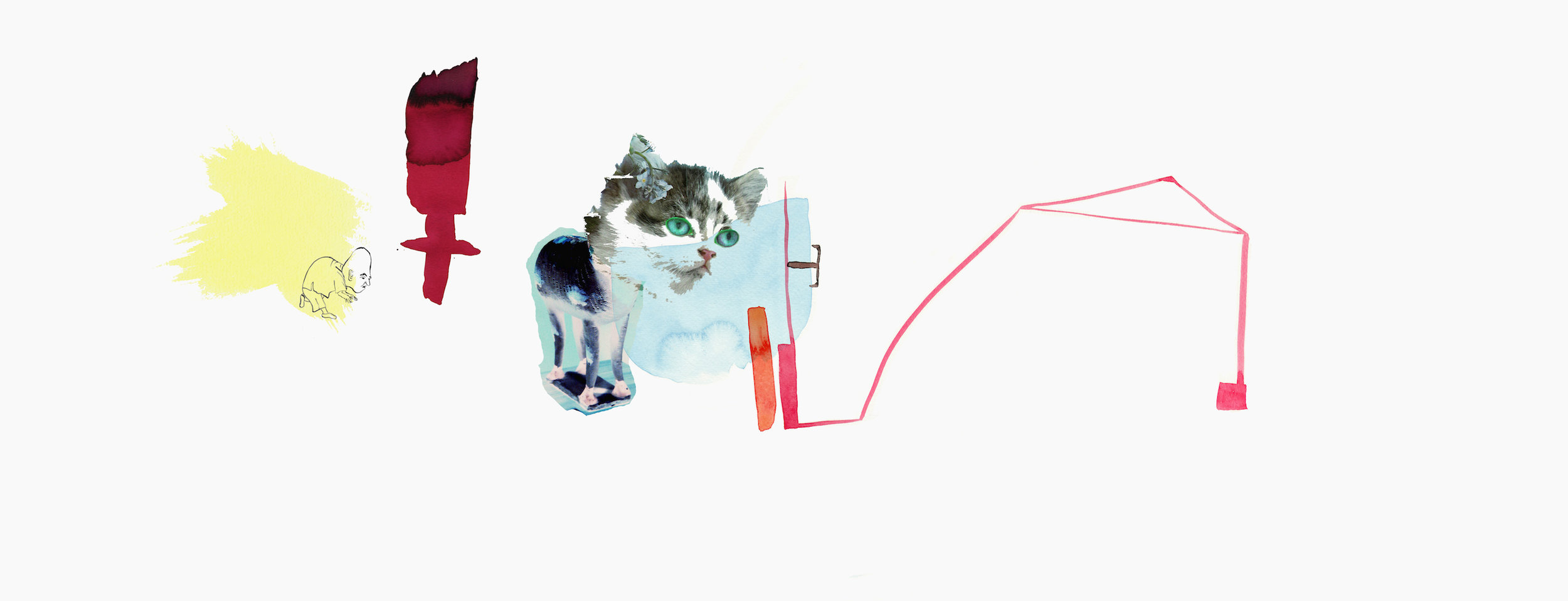  Kim L Pace,&nbsp; Feline Arena (Summer,)&nbsp; archival pigment print on watercolor paper, 39x15, unique 