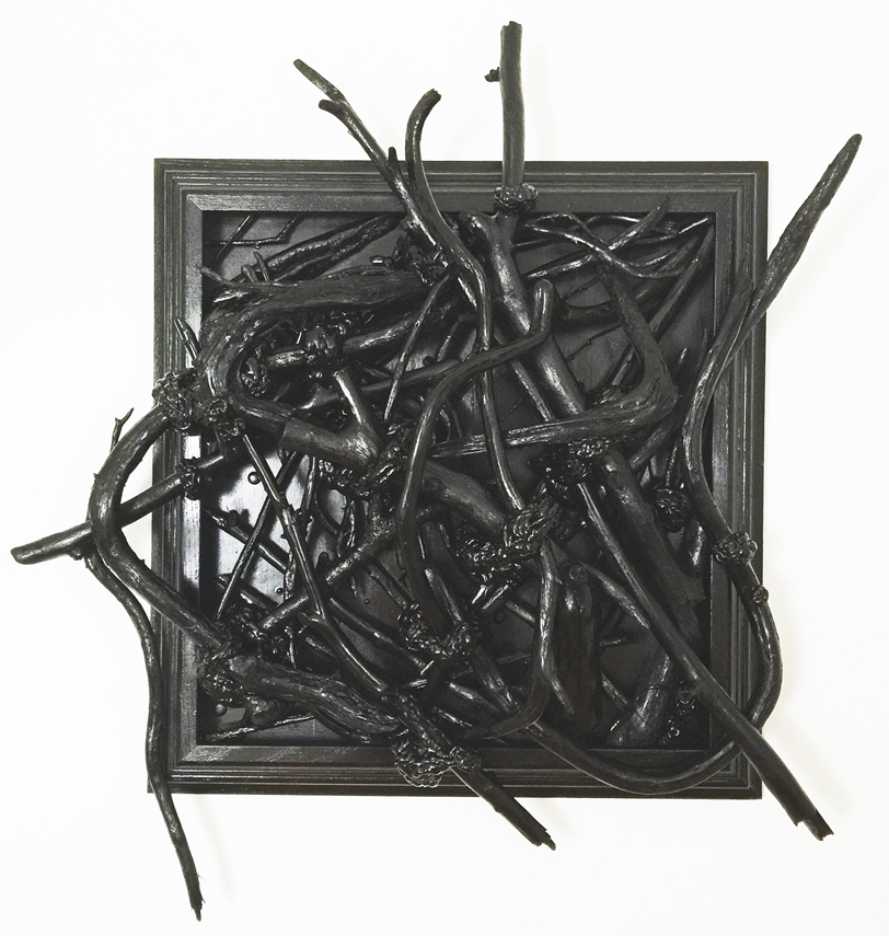  Donna Corvi,  Defensible Space , Branches, spray paints, compounds, 38x35x9 