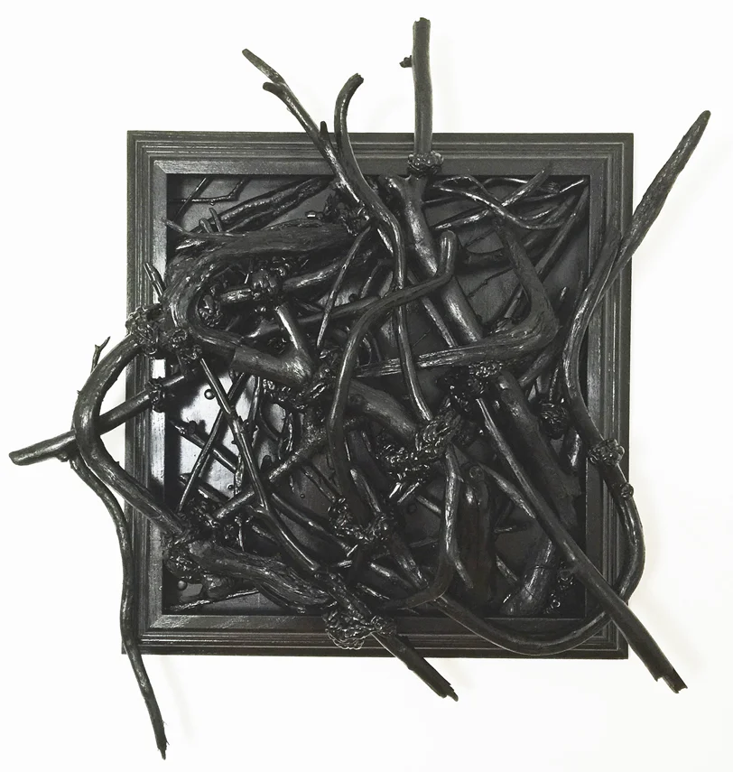 Donna Corvi, Defensible Space , Branches, spray paints, compounds, 38x35x9