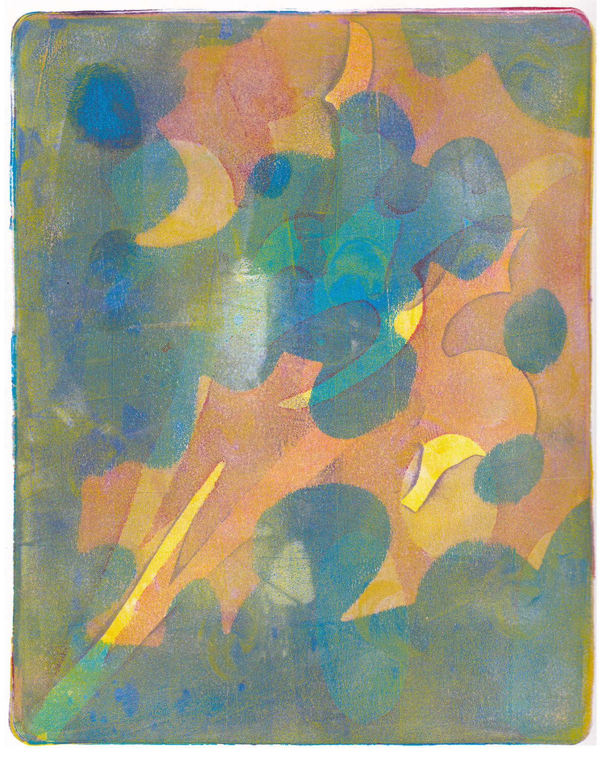  Monica DeSalvo,  Sun Shadow , Gelatin monoprint with acrylic, 12x16 