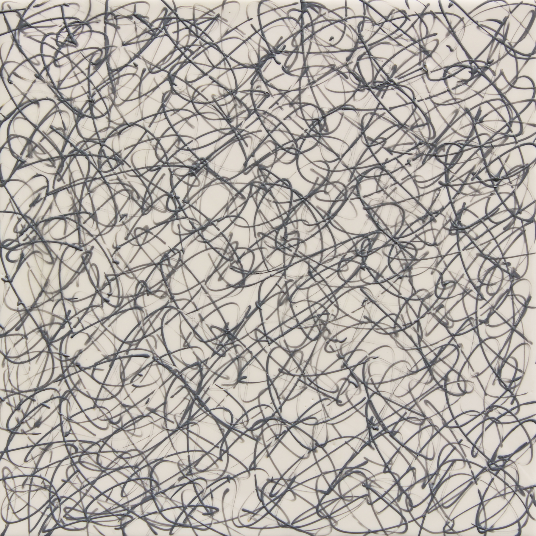  Patricia Dusman,  Only Words (Medium Grey on White,)  Encaustic on panel, 24x24 