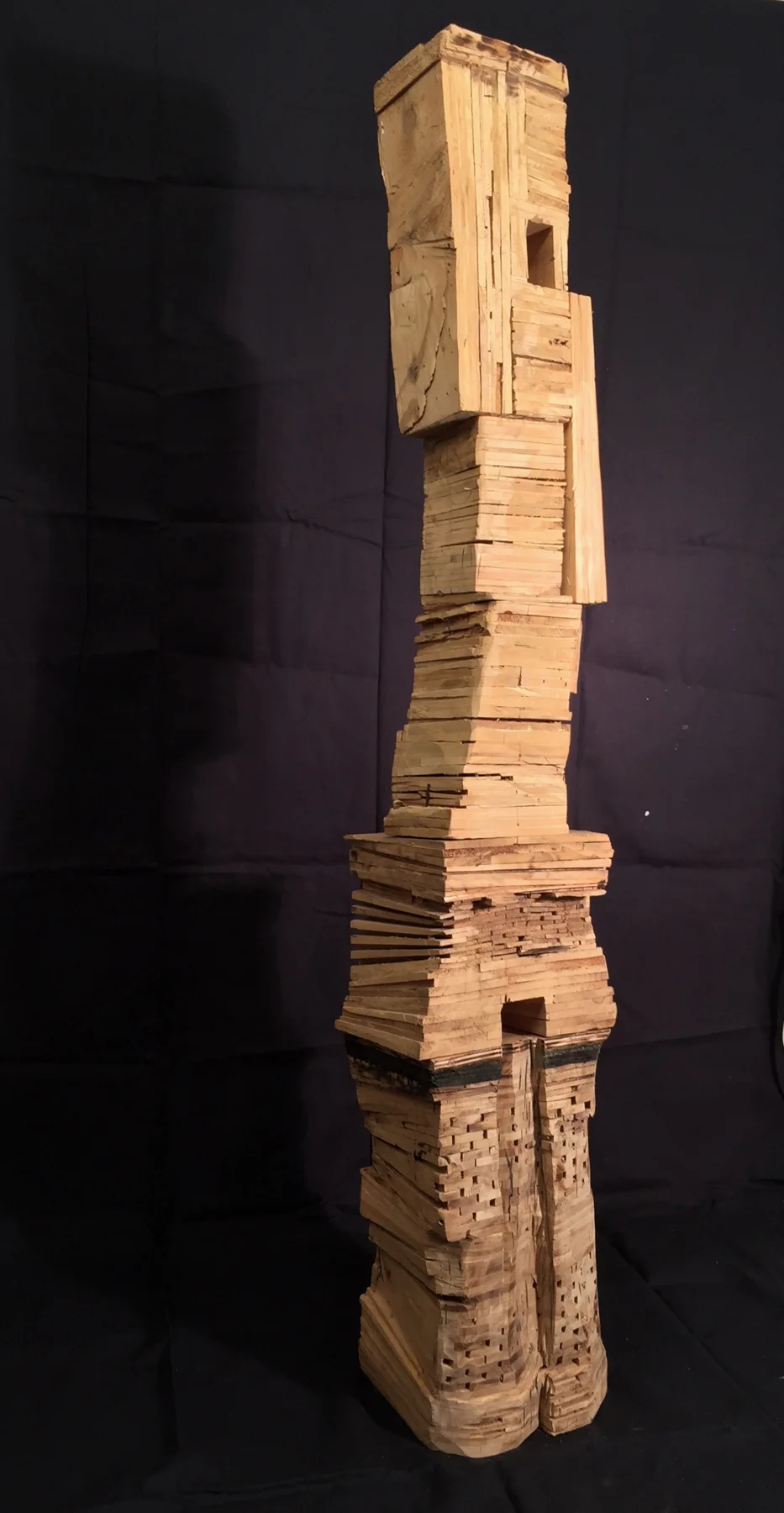 Leslie Zelamsky, Time's Up , Wood, asphalt, 18x18x72