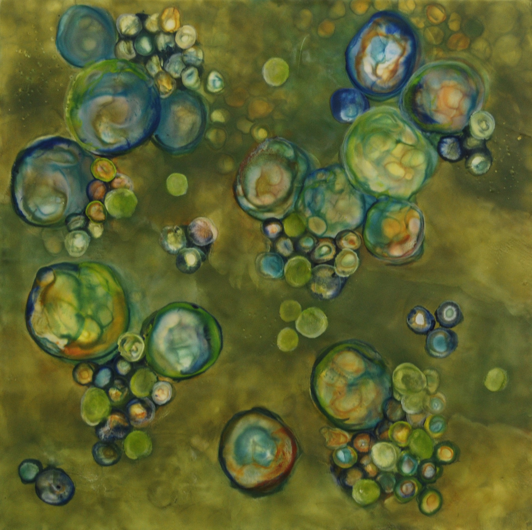  K. Hartung,  Bio Flow 8 , encaustic and mixed media, 24x24 