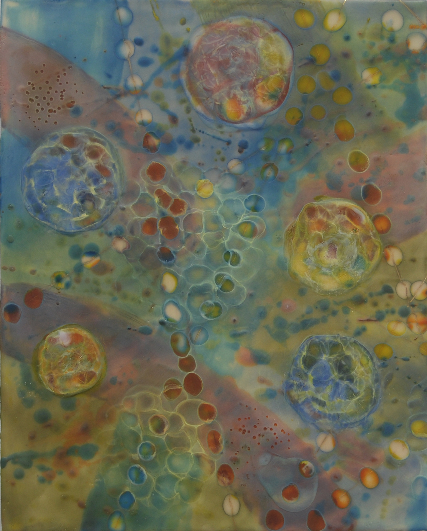  K. Hartung,  Cell Migration 8 , encaustic and mixed media, 16x20 