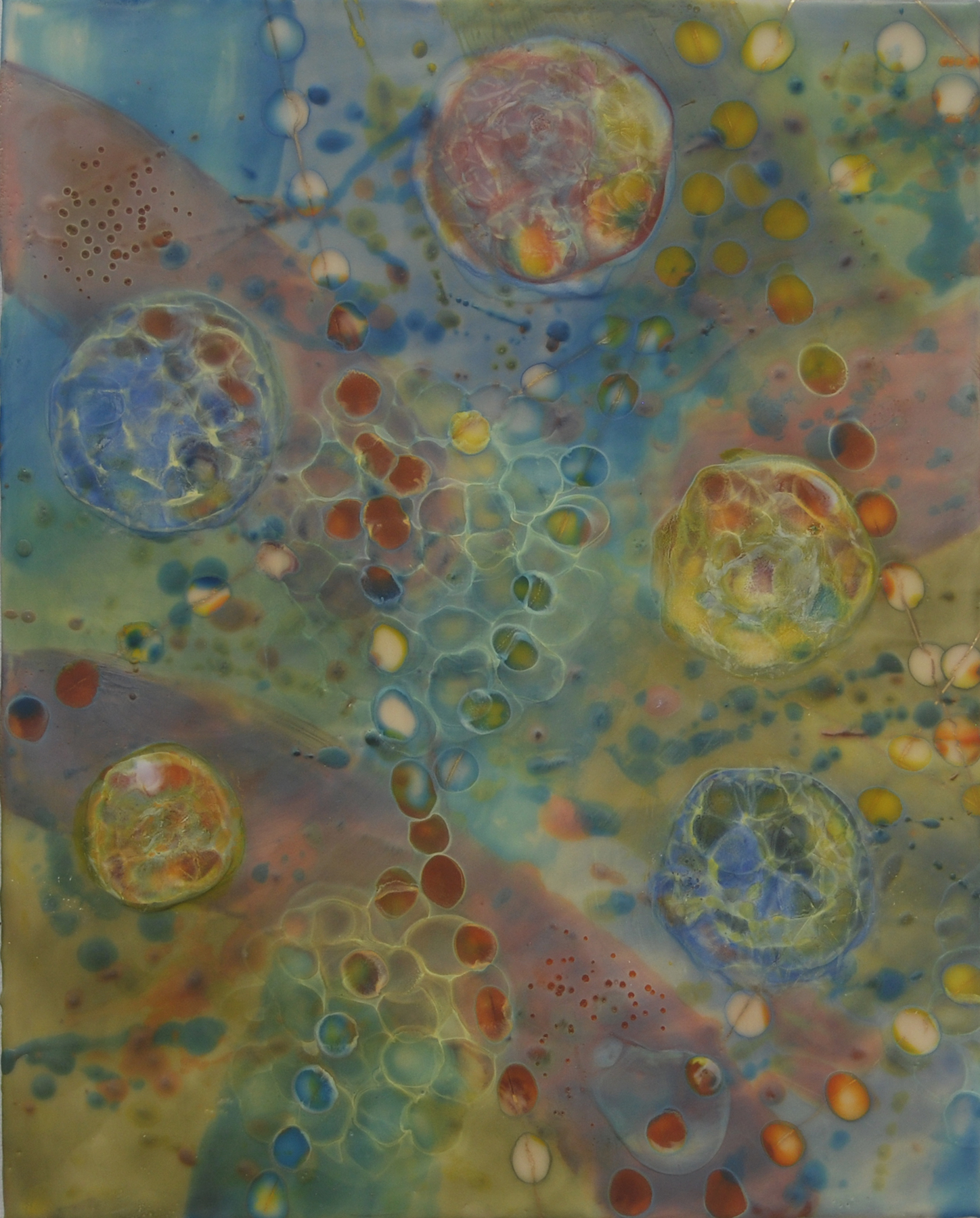 K. Hartung, Cell Migration 8 , encaustic and mixed media, 16x20