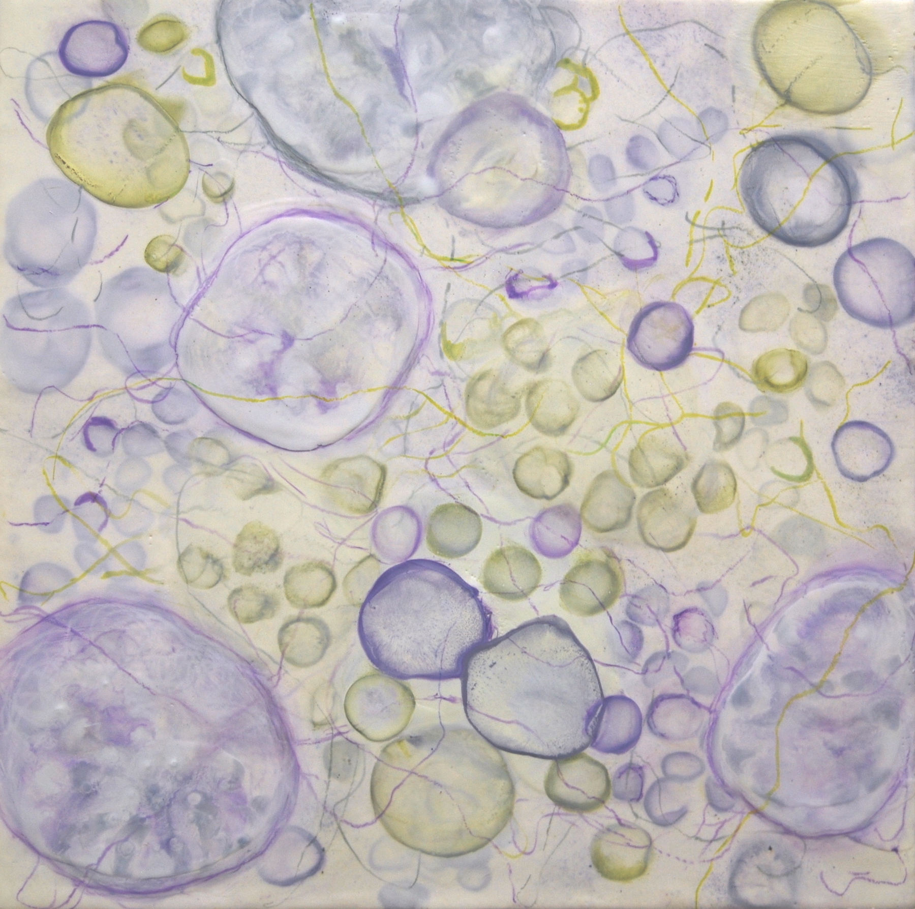  K. Hartung,  Cell Migration 9 , encaustic and mixed media, 20x20 