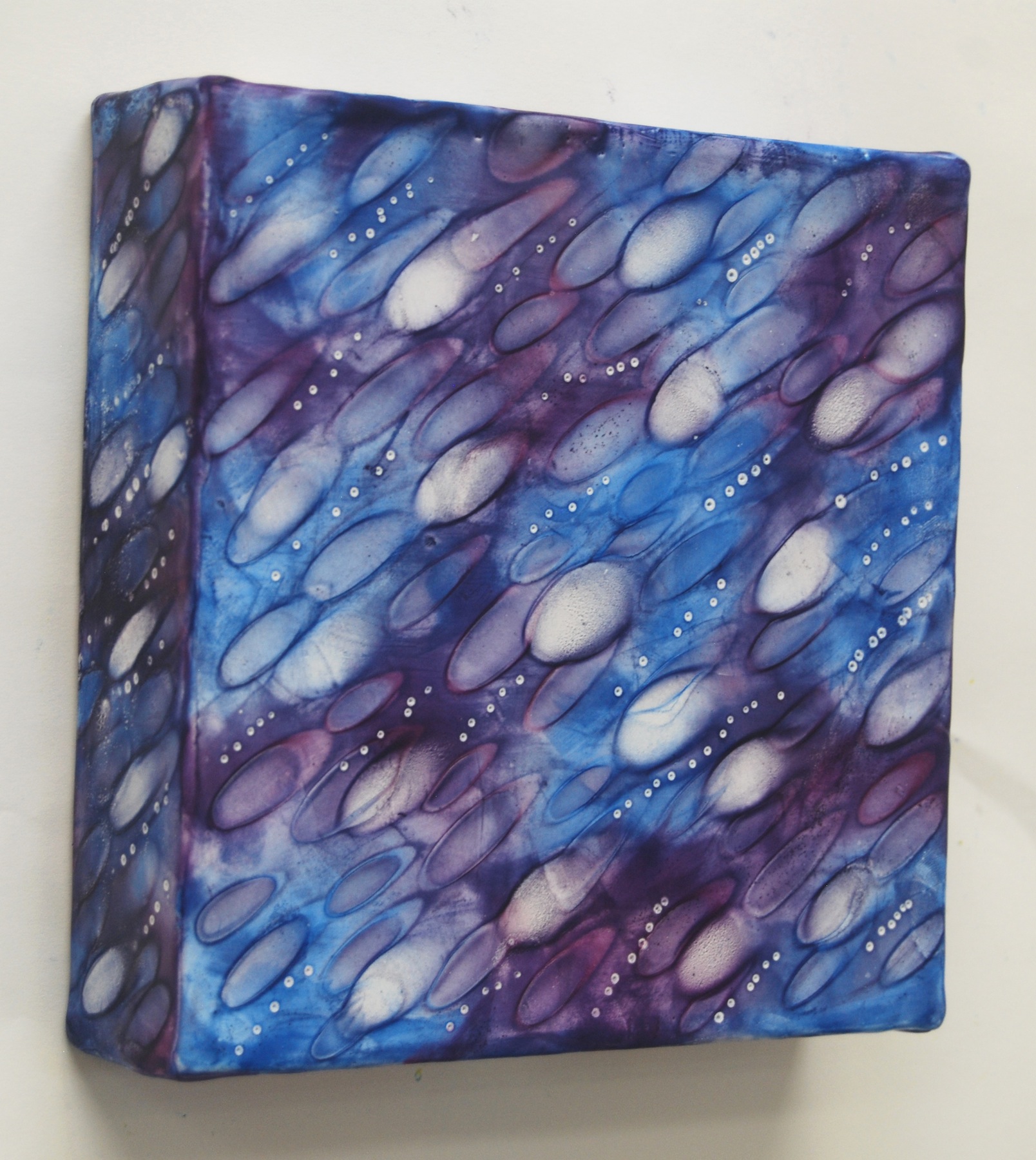 K. Hartung, Cell Patterns 11 , encaustic and mixed media, 6x6x2