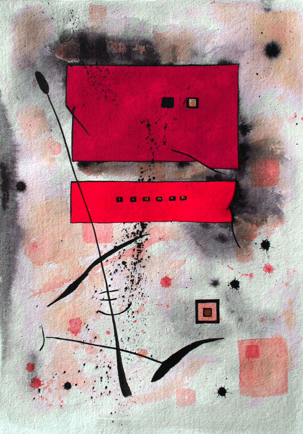 Cherry: Watercolor, Ink, Gouche, Gilding on paper, 22x30”