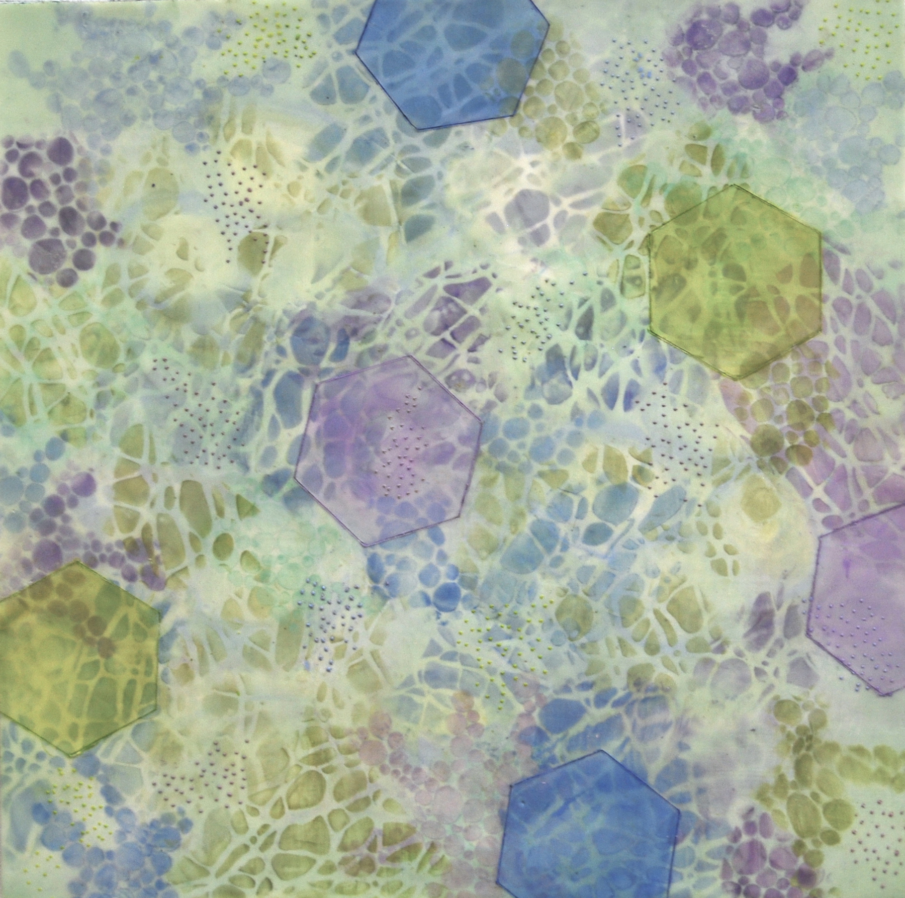  Kay Hartung,  Bio Patterns 1 , encaustic and mixed media, 20x20 