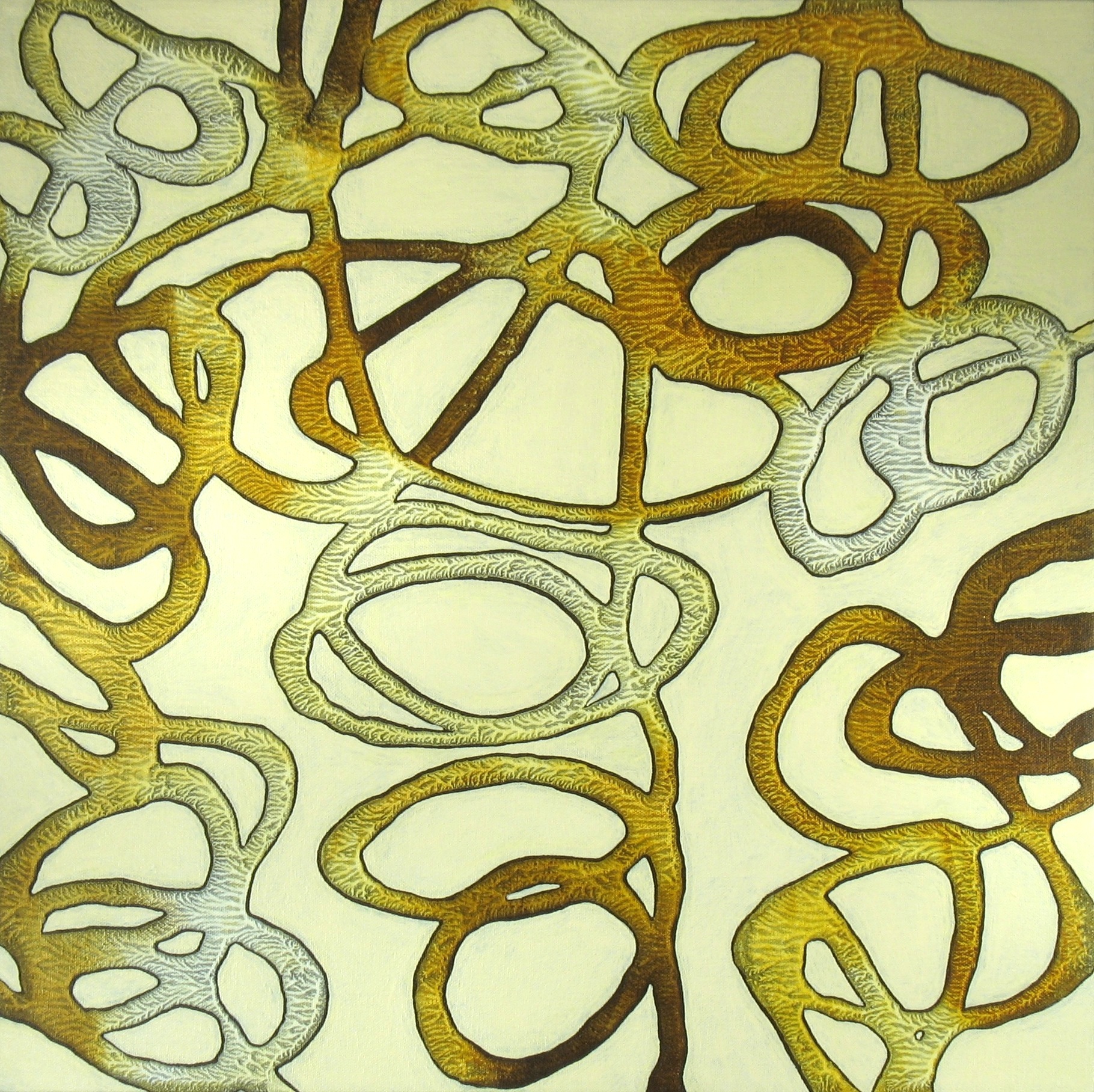  Catherine Carter,  Ochre Tendrils 3 , Acrylic on canvas, 20x20 