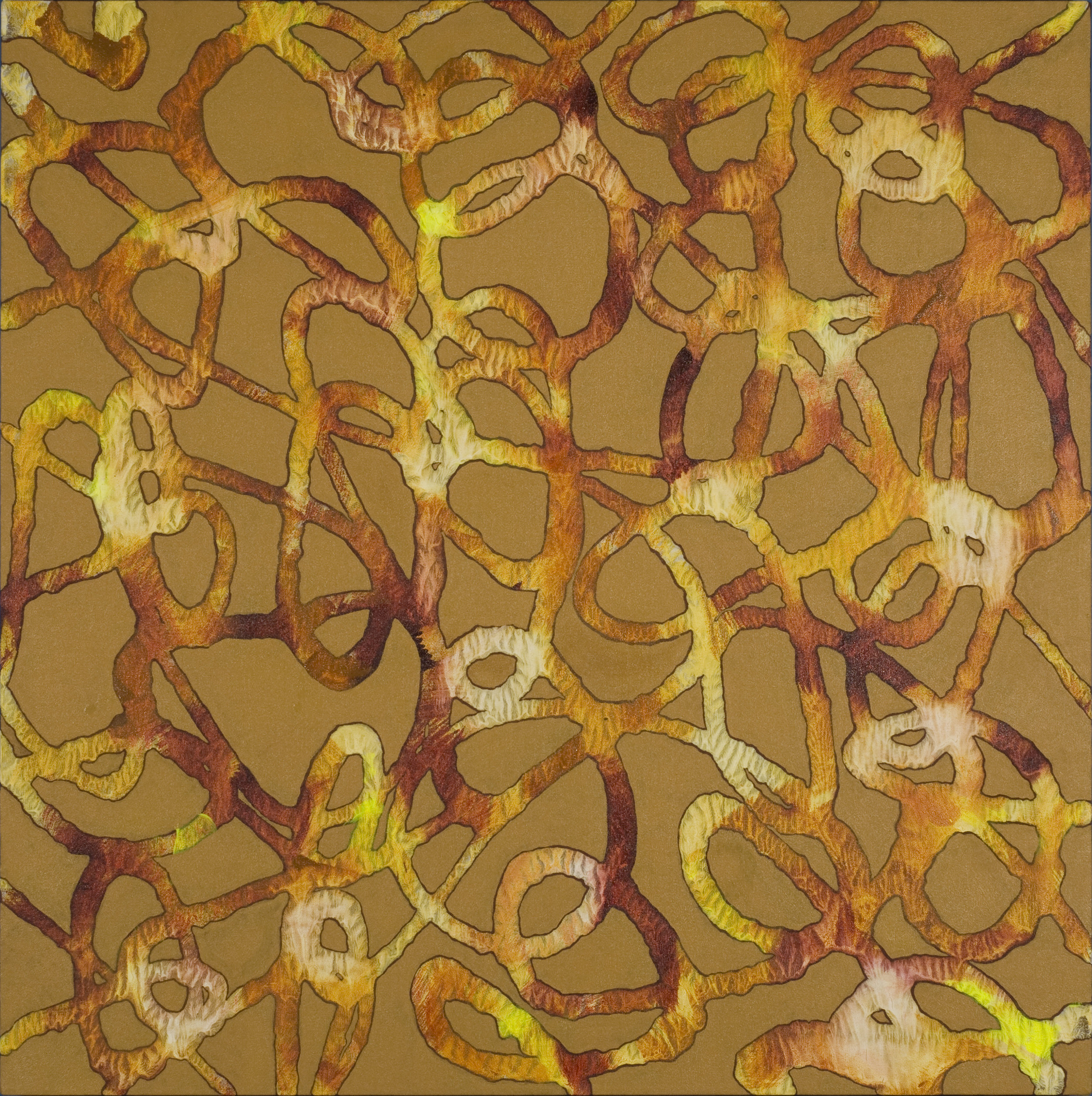 Catherine Carter, Orange Tendrils , Acrylic on canvas, 40x40