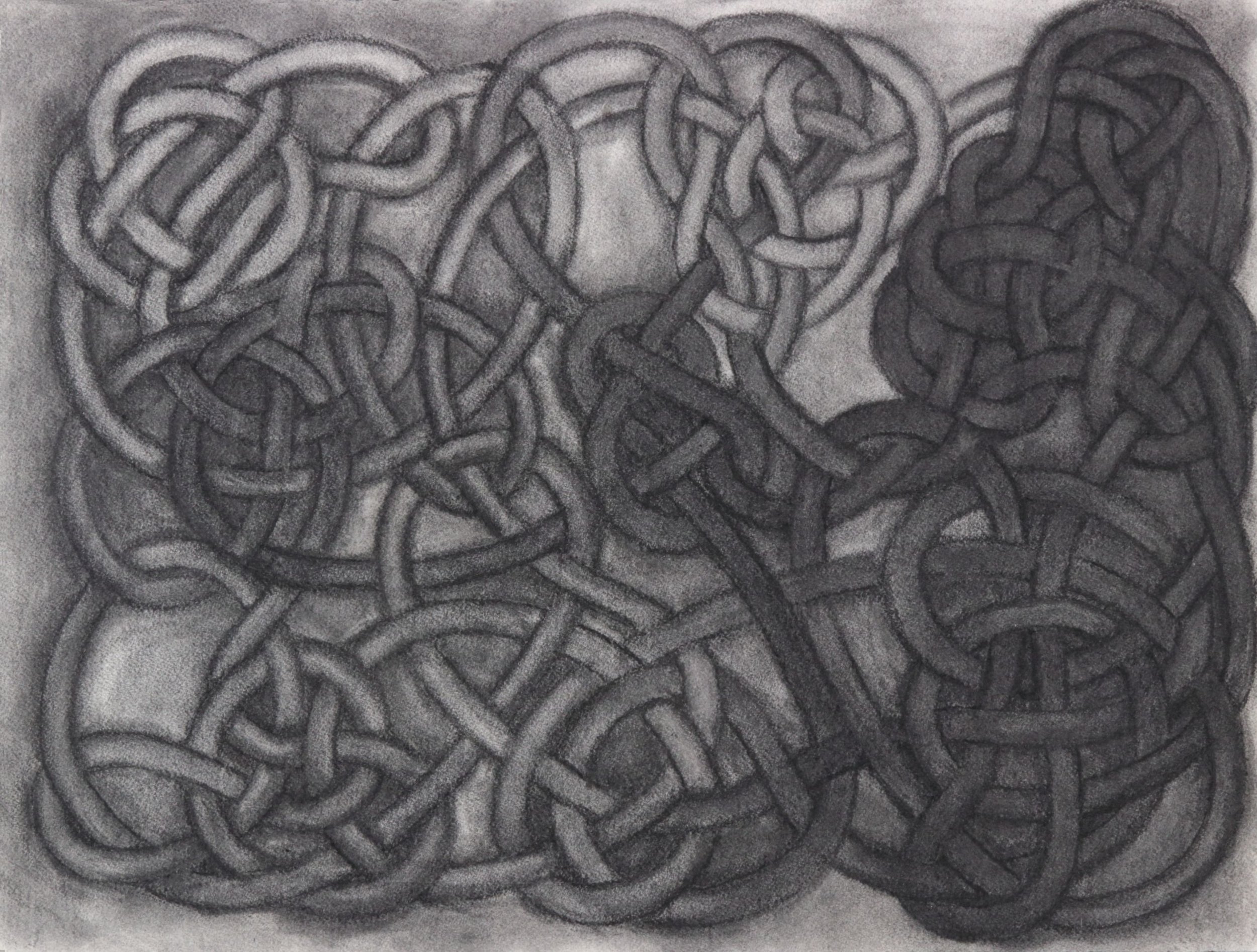  Jim Banks,  Tangle #70 , Vine charcoal on paper, 18x24 