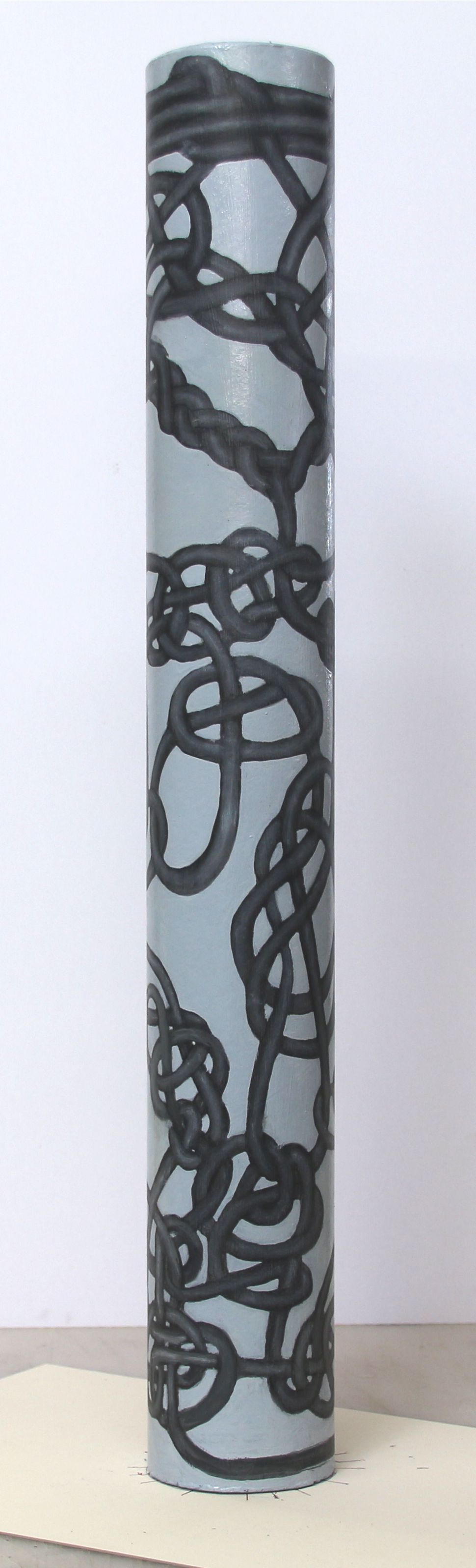  Jim Banks,  Tube knot #1,  &nbsp;Charcoal and oil on cardboard tube, 24x3 