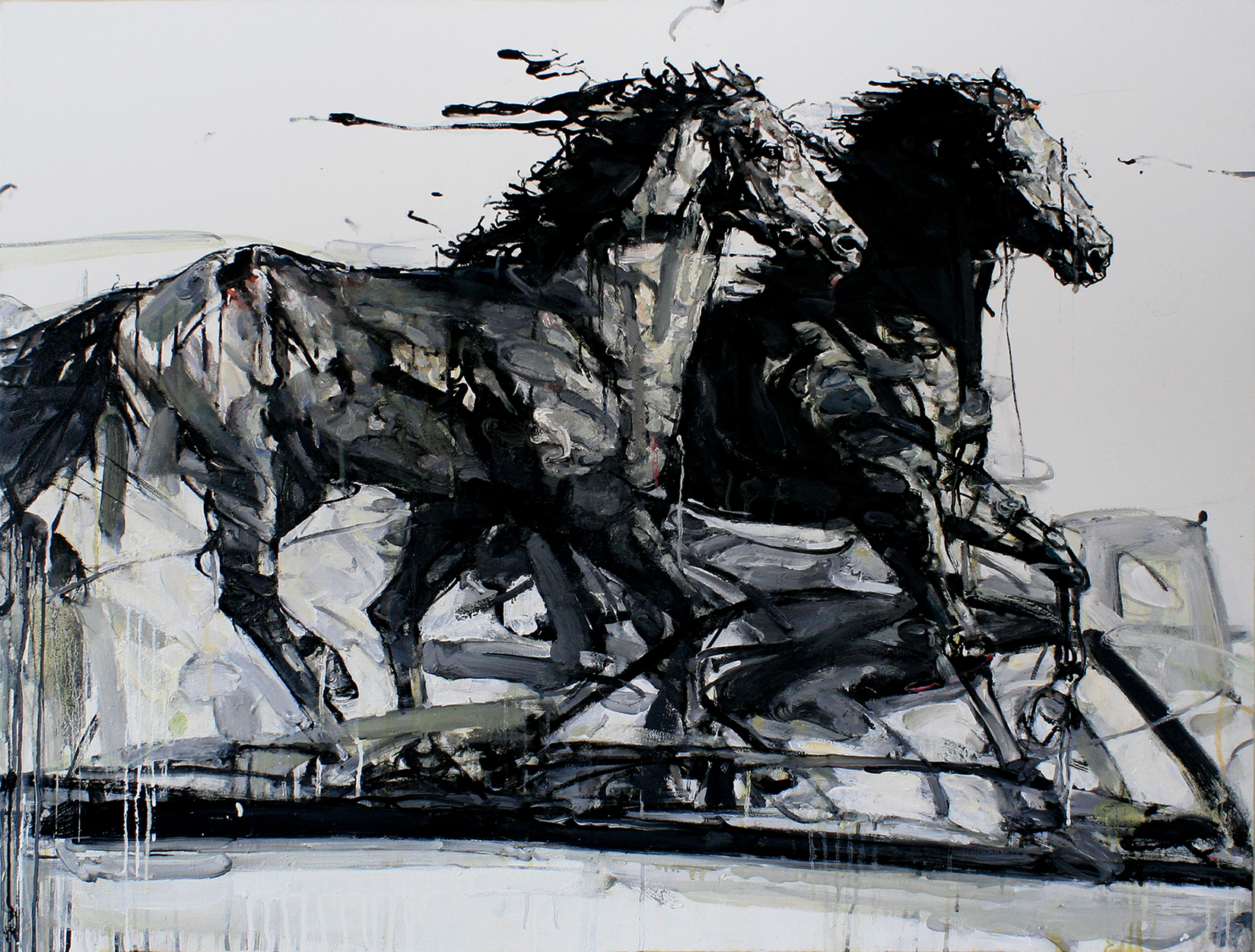   Black Stallions , Oil on Canvas, 36" x 48" 