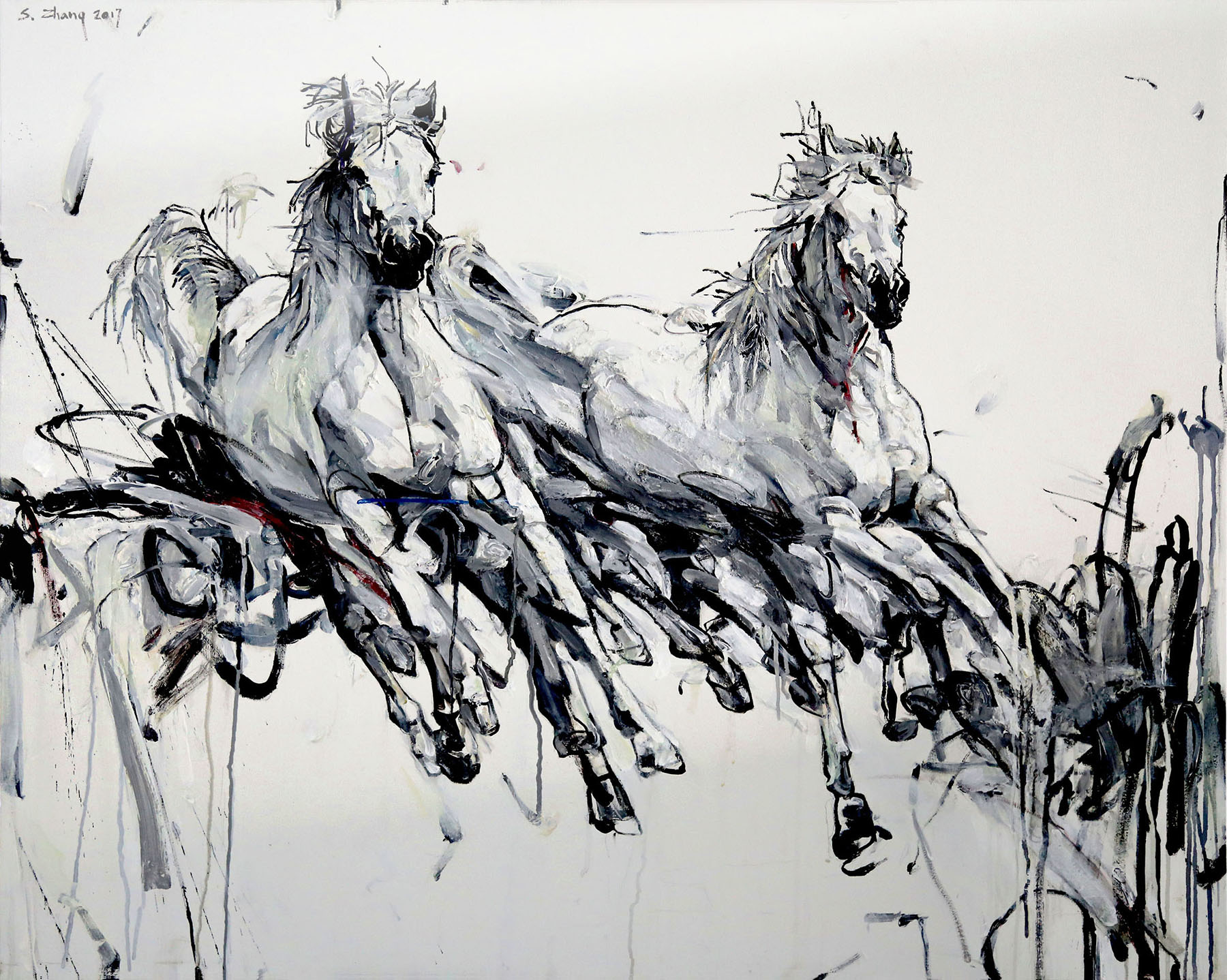   White Stallions , Oil on Canvas, 37" x 46.25" 