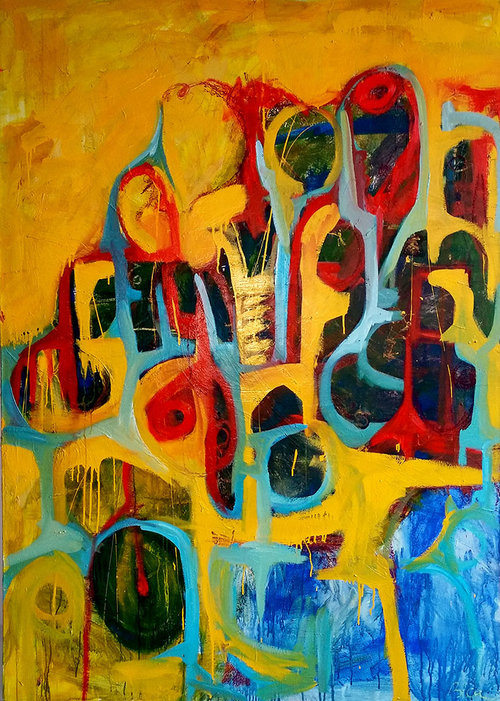 There's More to this than Meets the Eye, oil and enamel on canvas, 68" x 50"