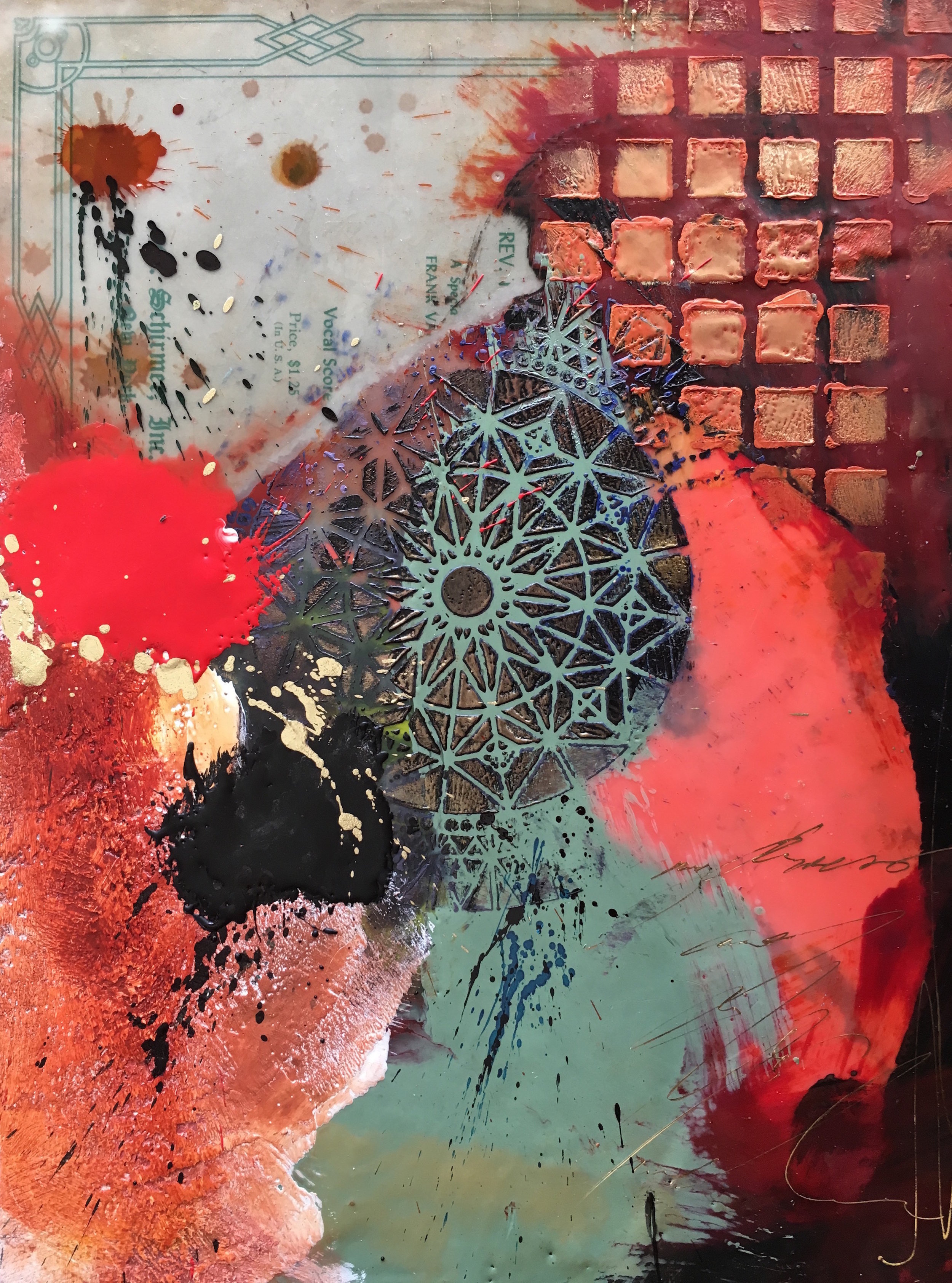 Fragments , encaustic painting, 14" x 9"