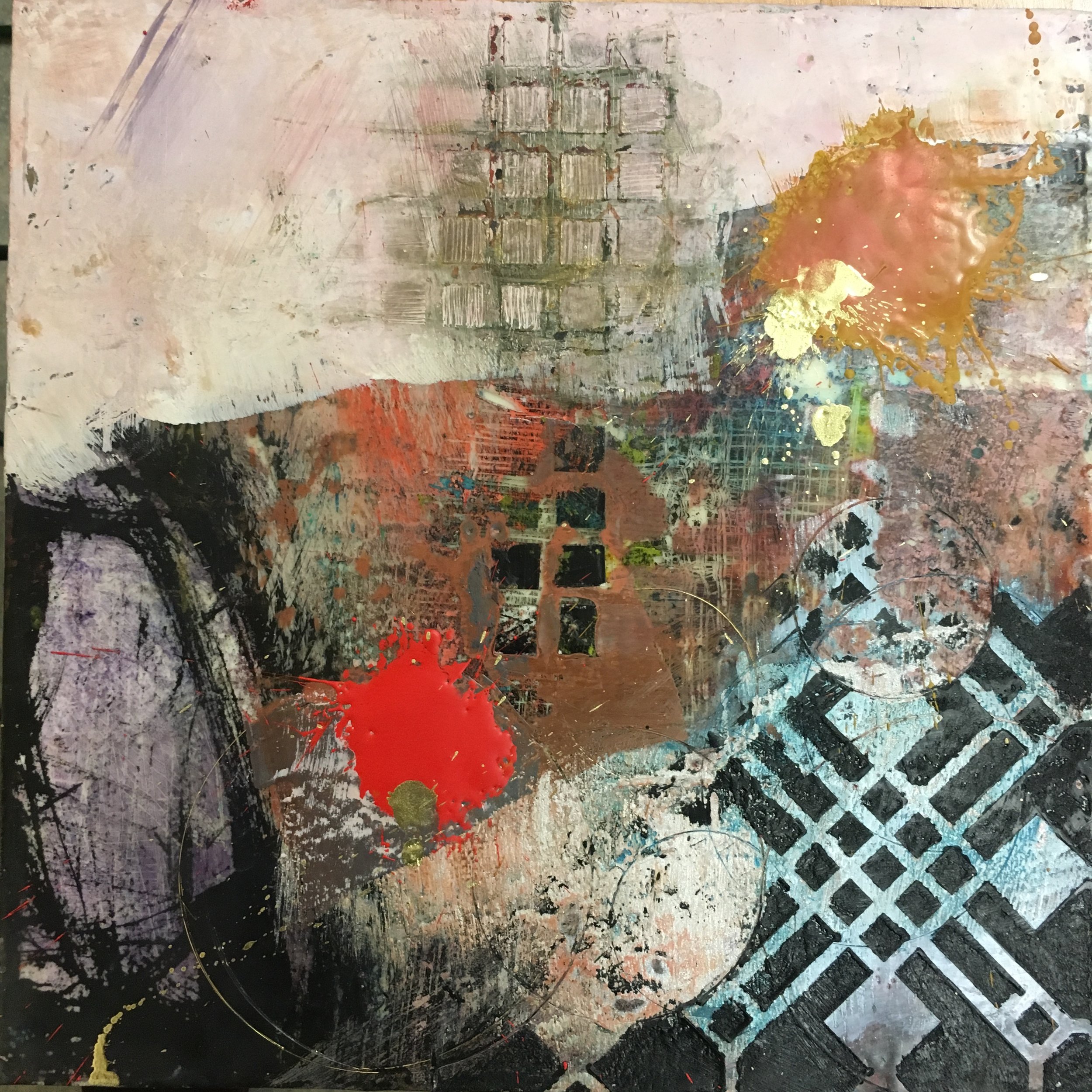 Outburst , encaustic painting, 12" x 12"