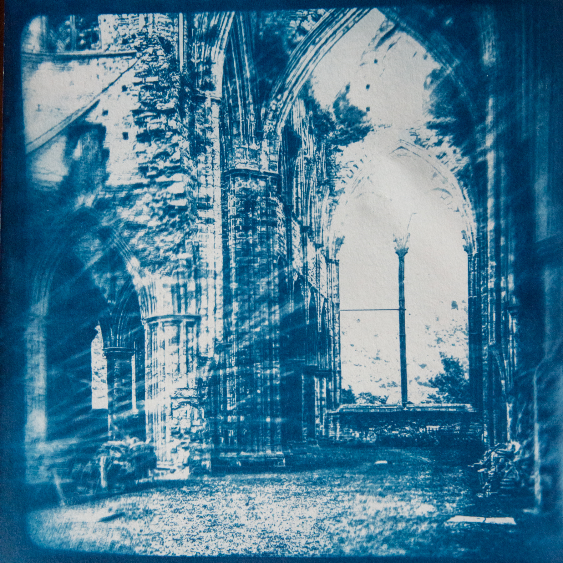  Marie Craig,  Abbey Ruin 2,  cyanotype on paper, 9x9 