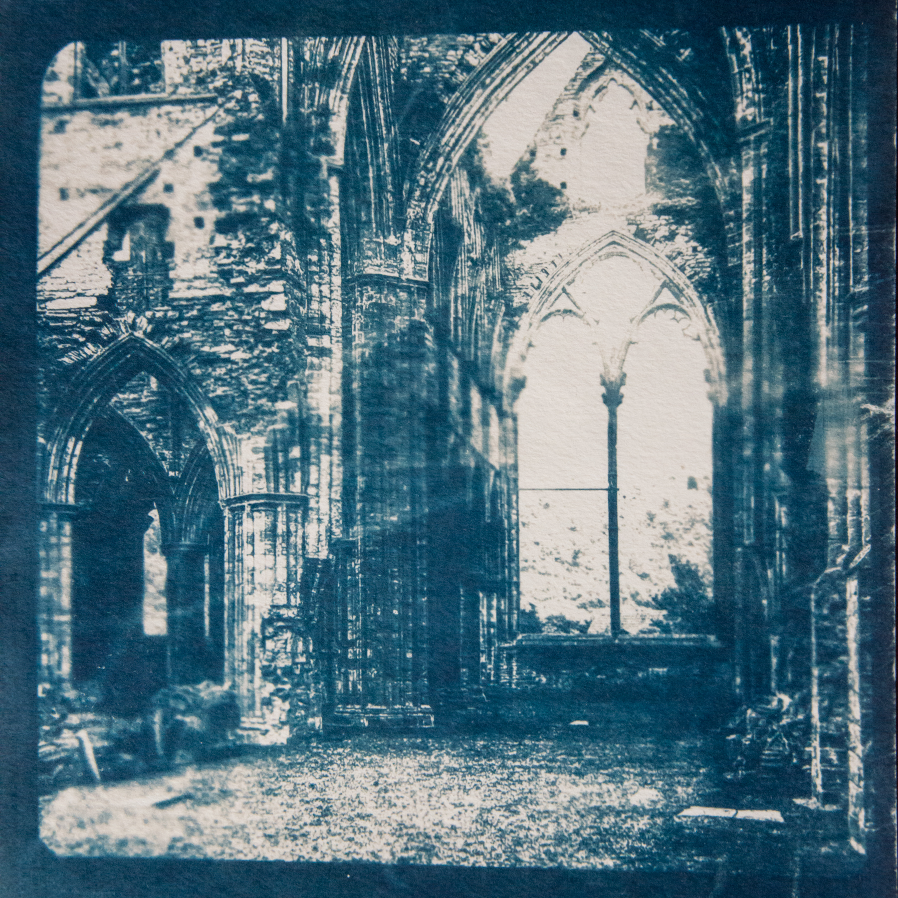  Marie Craig,  Abbey Ruin 5,  cyanotype on paper, 17x14 