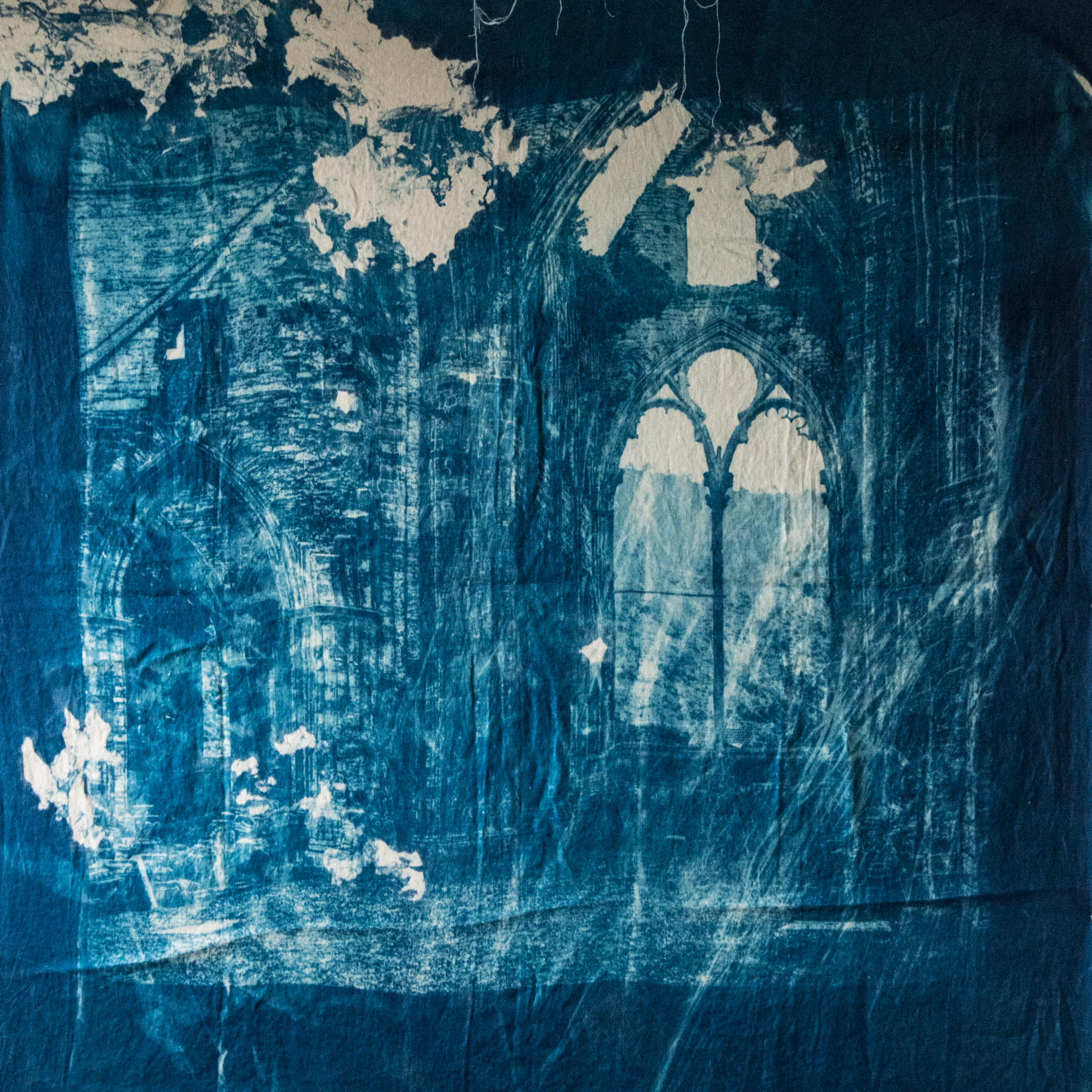  Marie Craig,  Abbey Ruin 6,  cyanotype on linen,&nbsp; 56x60 