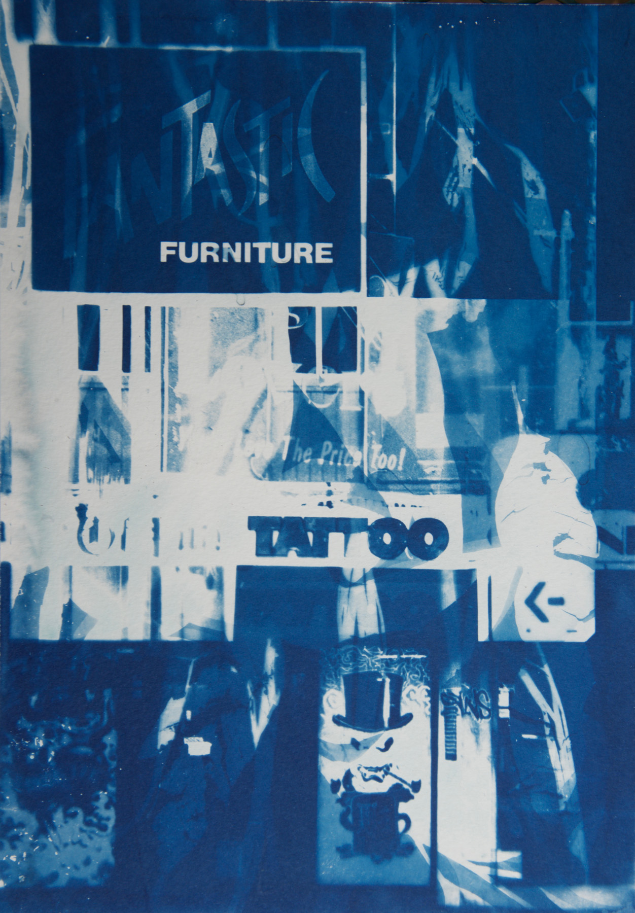  Marie Craig,  Furniture/Tattoo ,&nbsp;cyanotype on paper, 17x14, framed 