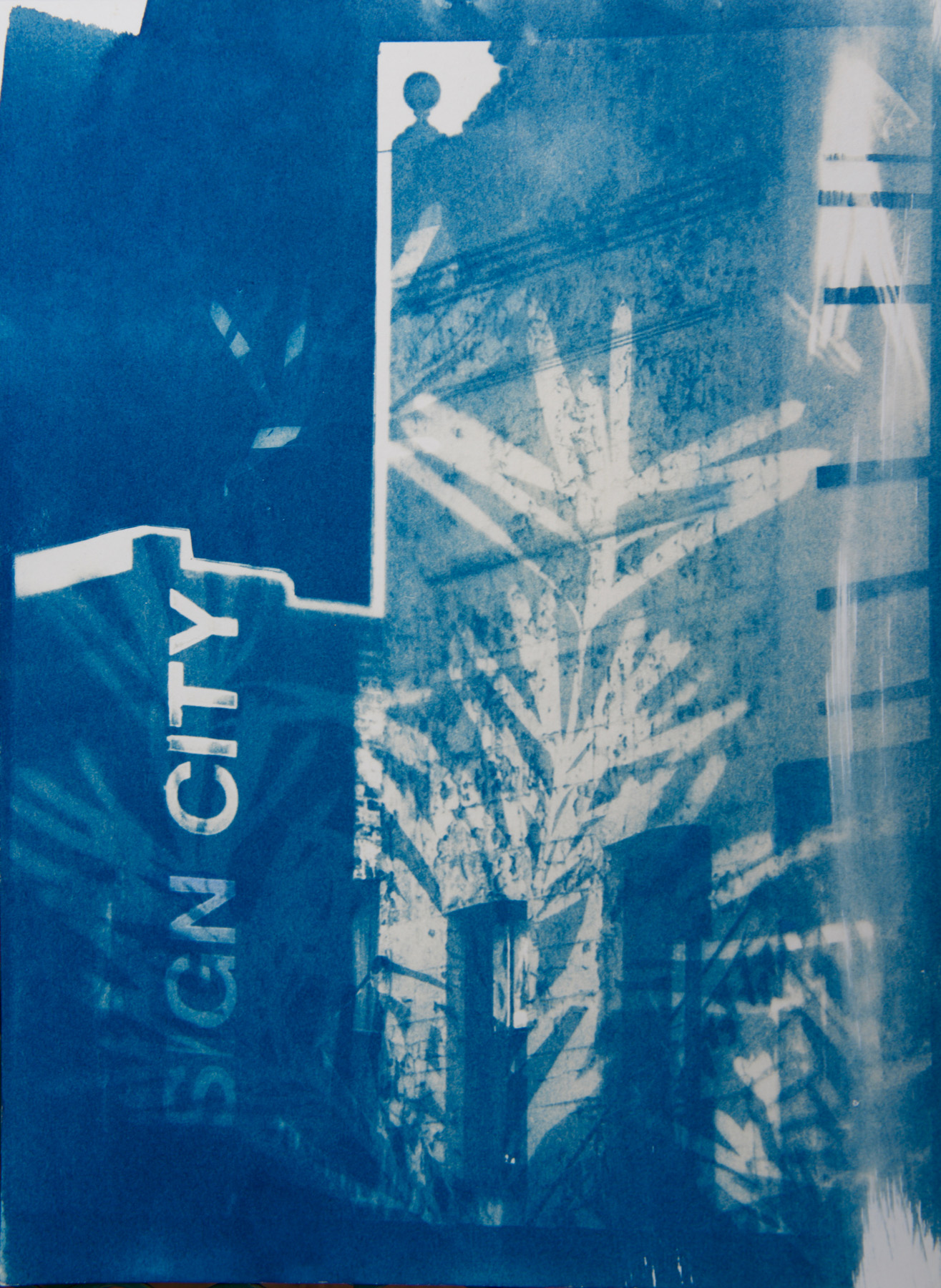  Marie Craig,  Sign City 4 ,&nbsp;cyanotype on paper, 12x9 