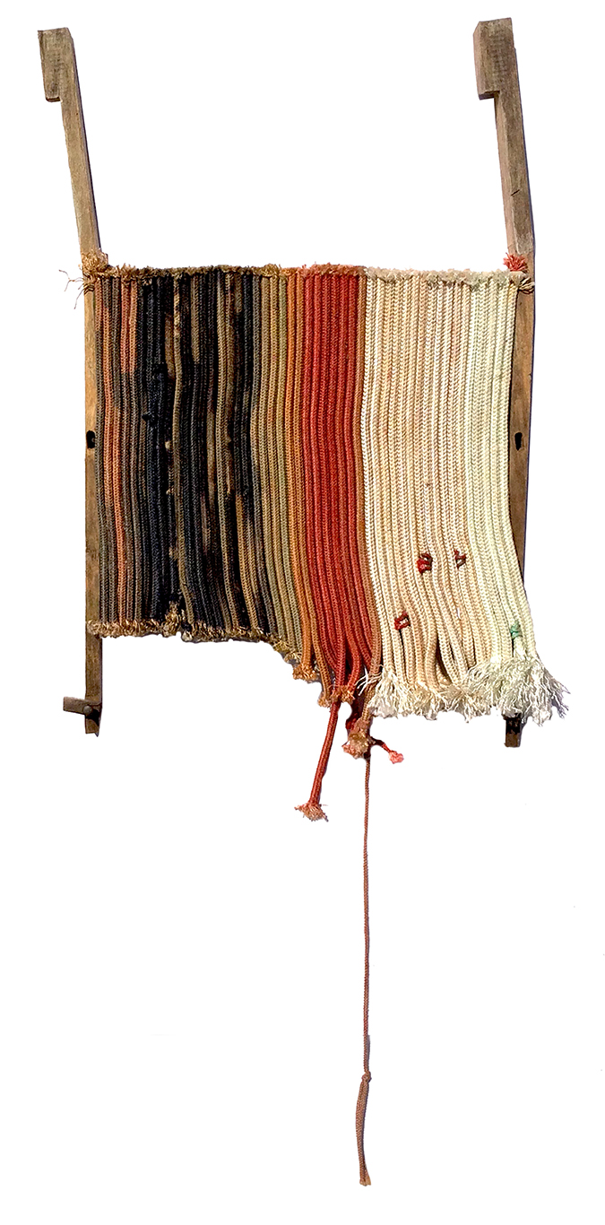   Strata 3 , dyed longline fishing gear and mixed media, 12" x 20" 