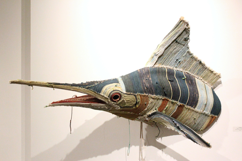 Roger's Zoo Marlin , dyed longline fishing gear and mixed media, 57" x 28" SOLD
