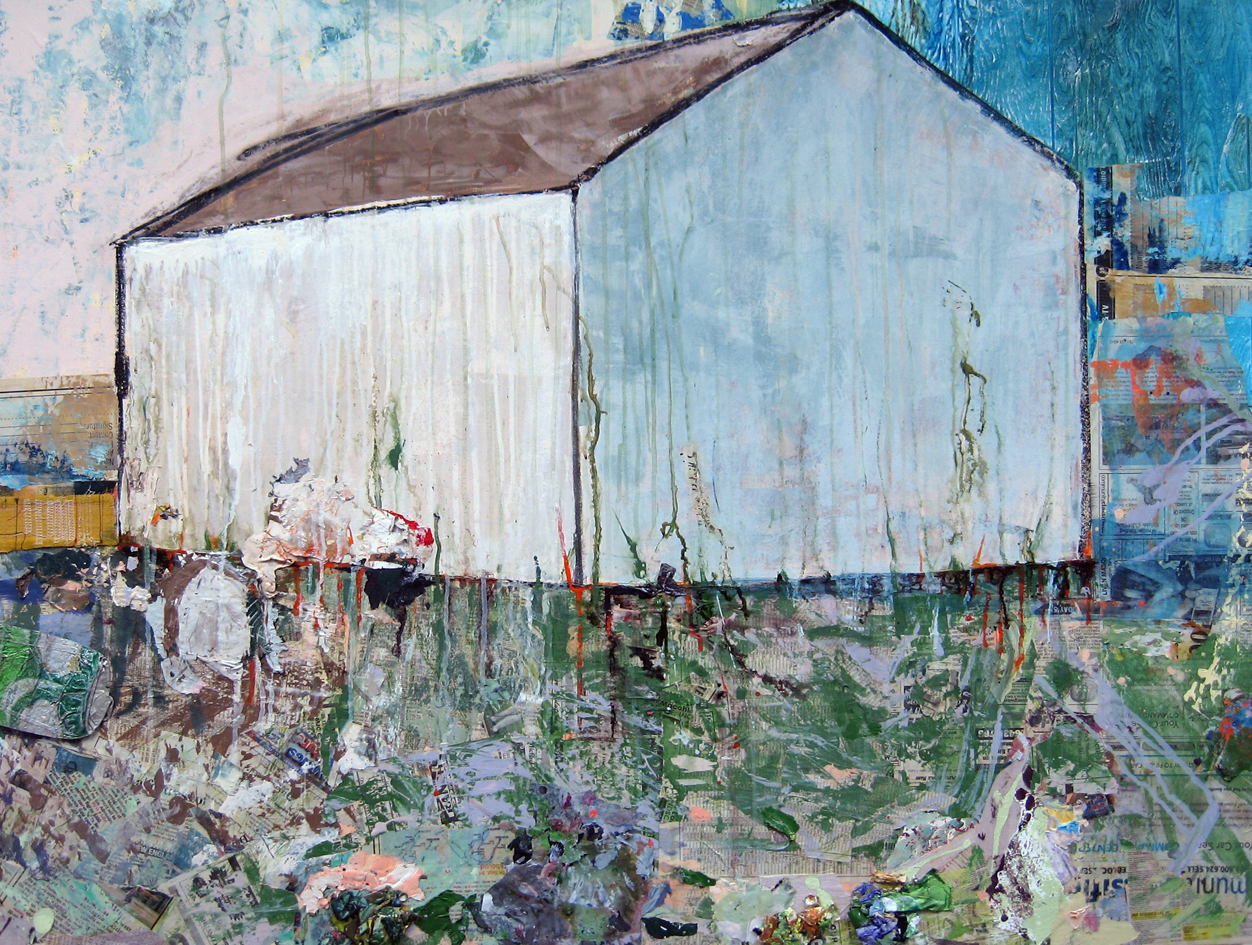 Brenda Cirioni, Barn Series: Fortress, Mixed media painting, 36x48