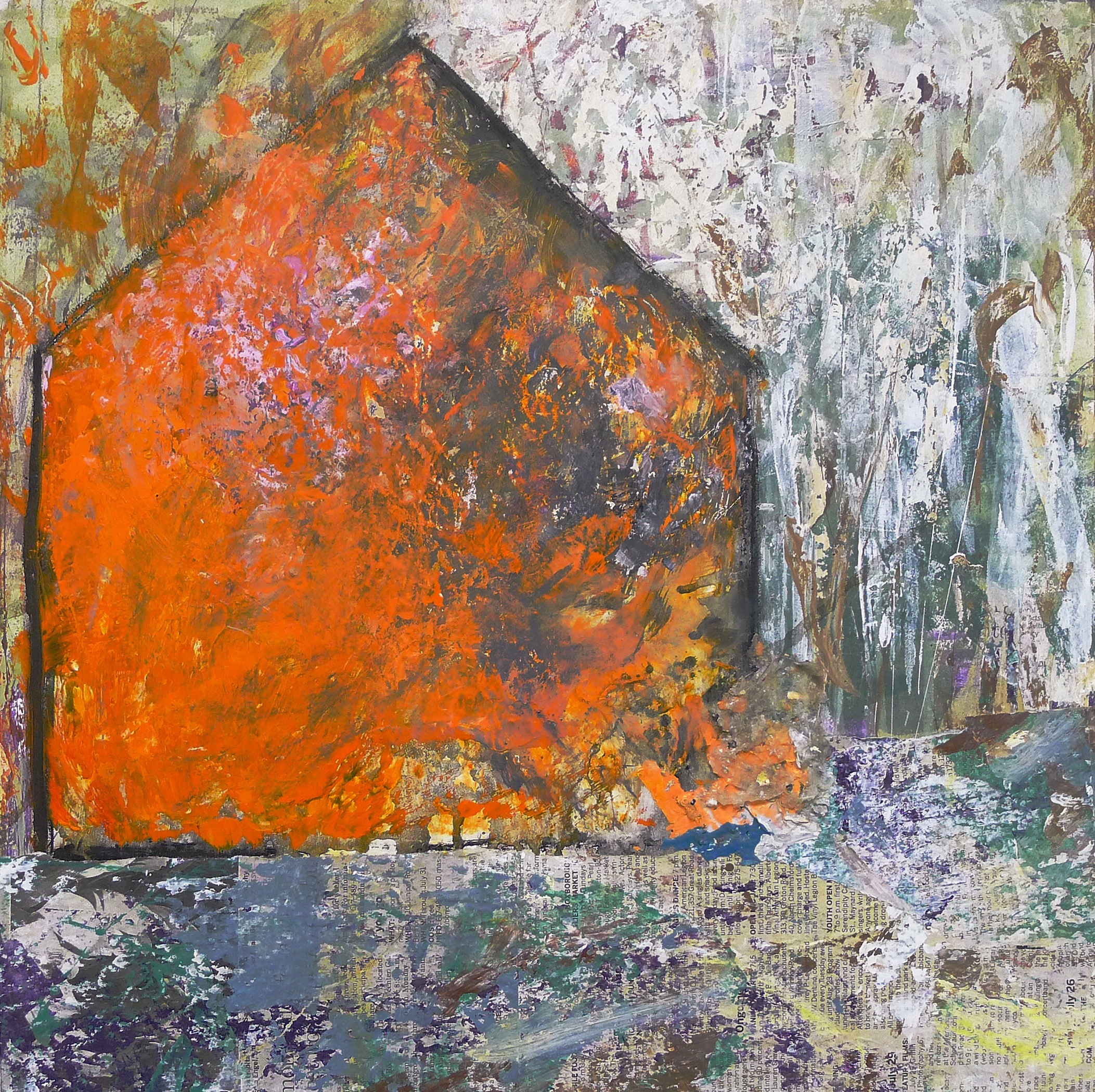Brenda Cirioni, Barn Series: Cover, Mixed media painting, 20x20