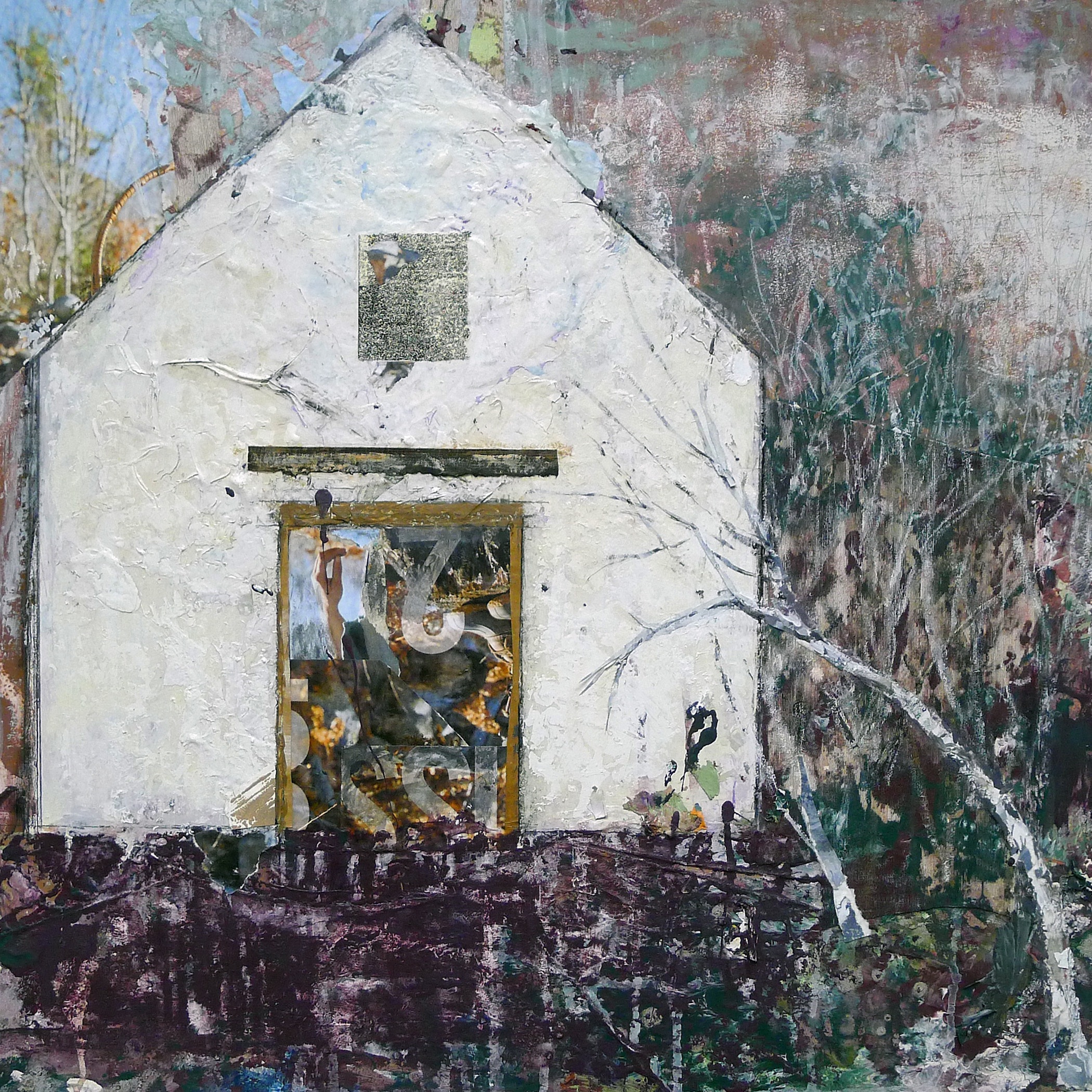 Brenda Cirioni, Barn Series: Due Course, Mixed media painting, 24x24