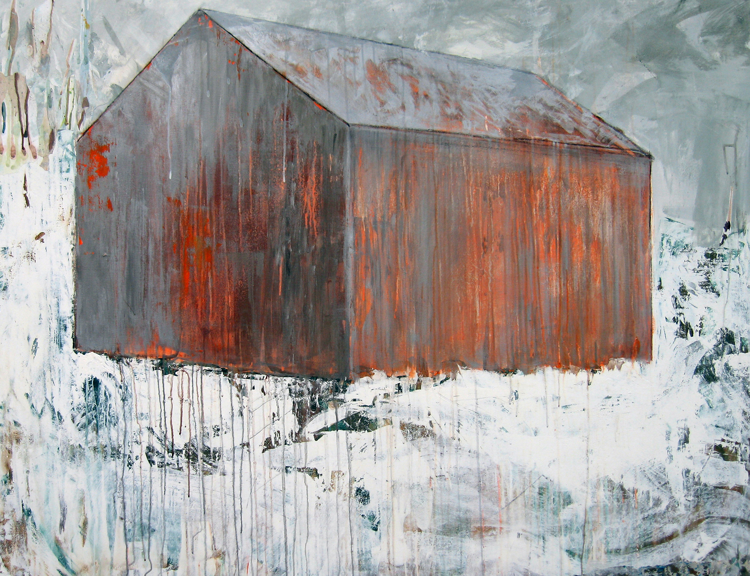  Brenda Cirioni,  Barn Series: Answer Note,&nbsp; Mixed media painting, 36x48 