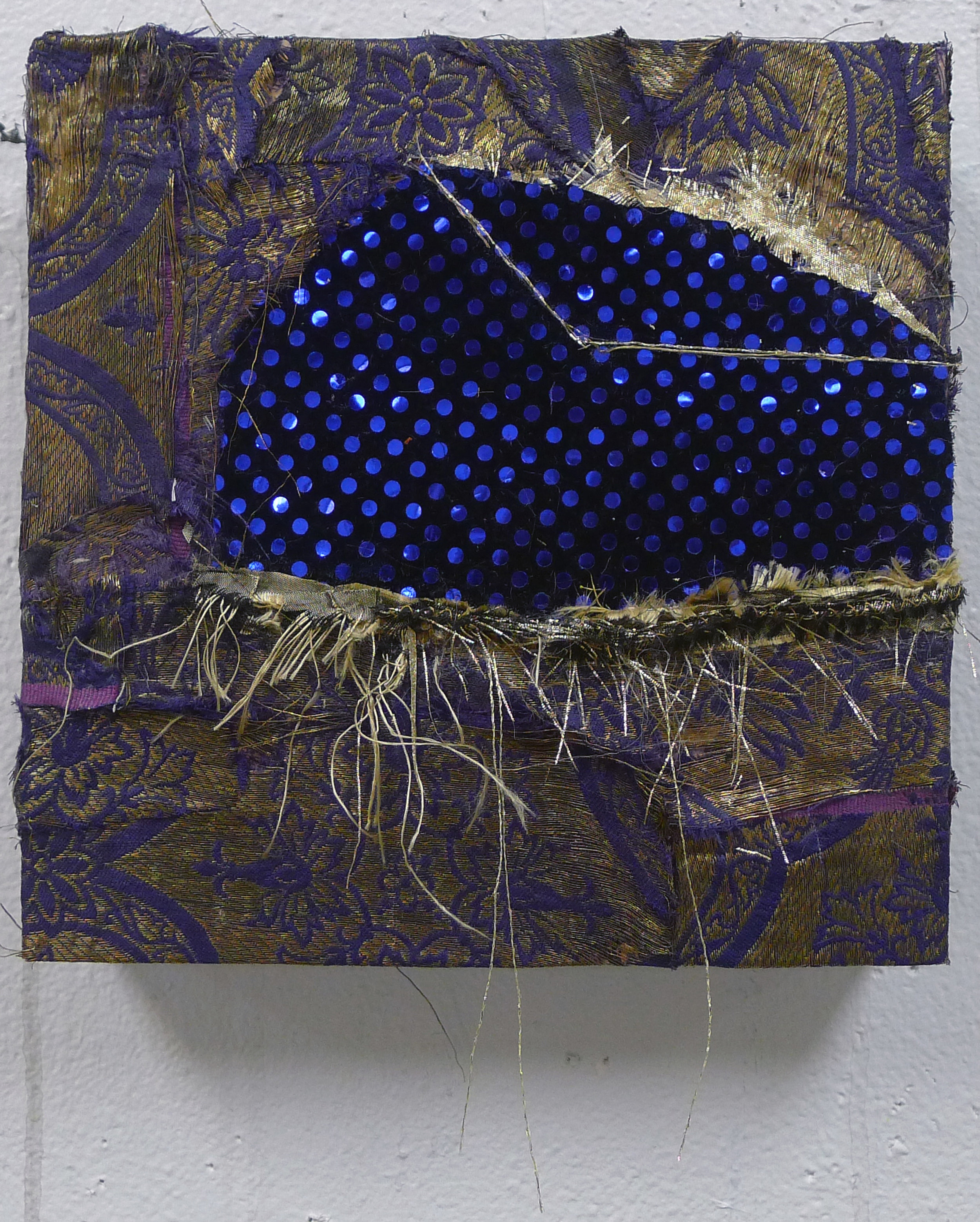 Brenda Cirioni, Dream House: Midnight, Fabric and sequins, 8x8