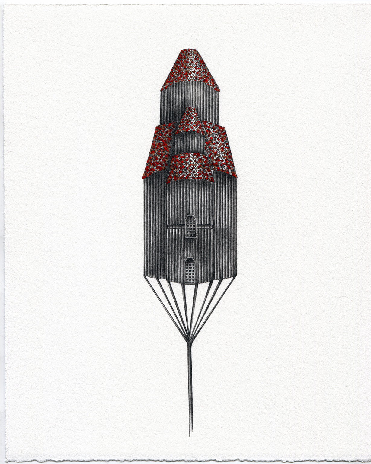 Apotheosis reCalibration , graphite and gouache on paper, 8" x 10"