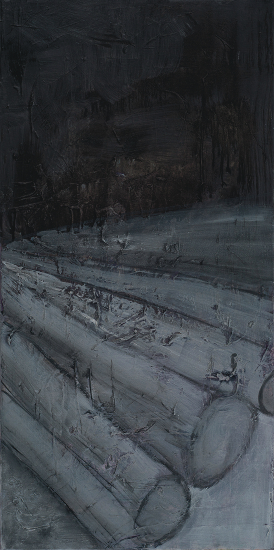  Karen Rothman,&nbsp; Degradation , oil on canvas,&nbsp;18 x 36, NFS 