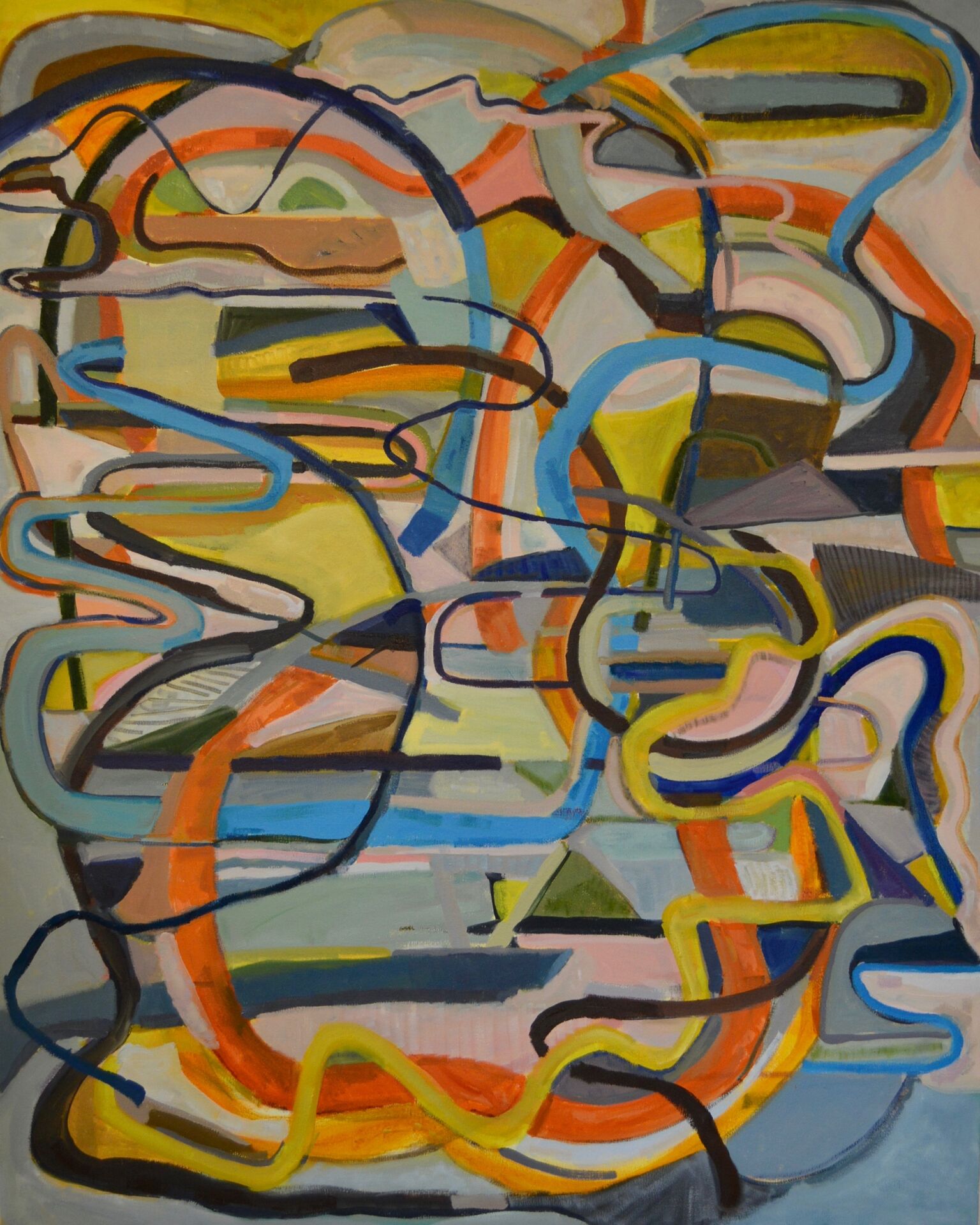 Crystalle Lacouture, Road-building , oil on canvas, 42 x 52, $3,800