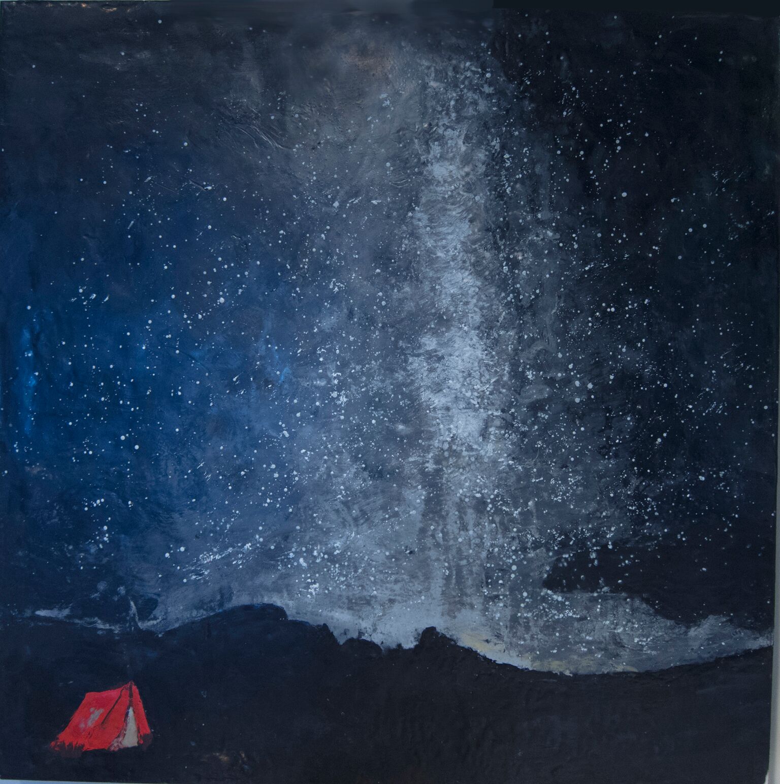 Catherine Weber, Another Night Sky , encaustic and pastel on panel, 24 x 24, $800