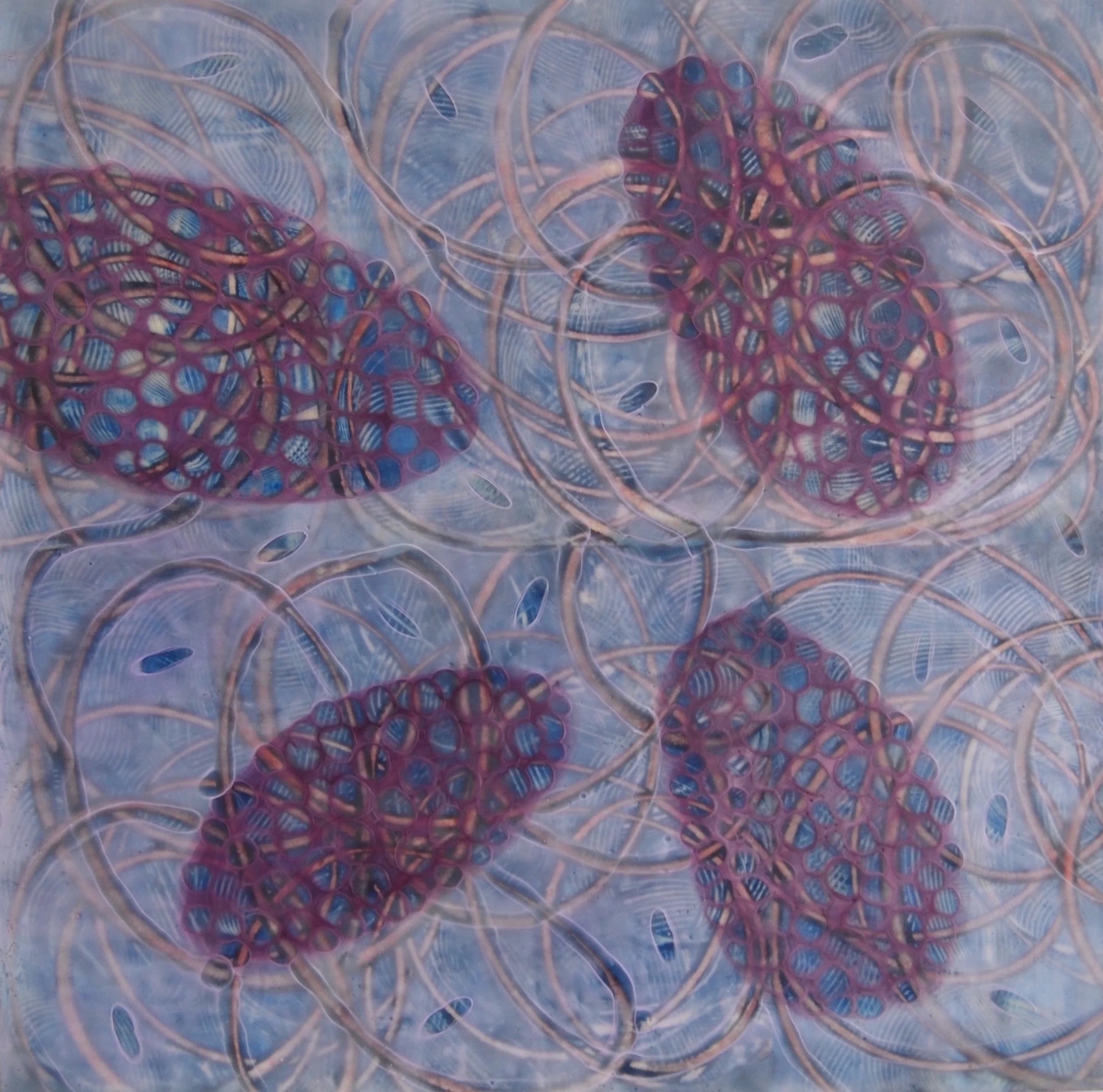 Kay Hartung, Entanglements 18 , encaustic and mixed-media, 24" x 24"