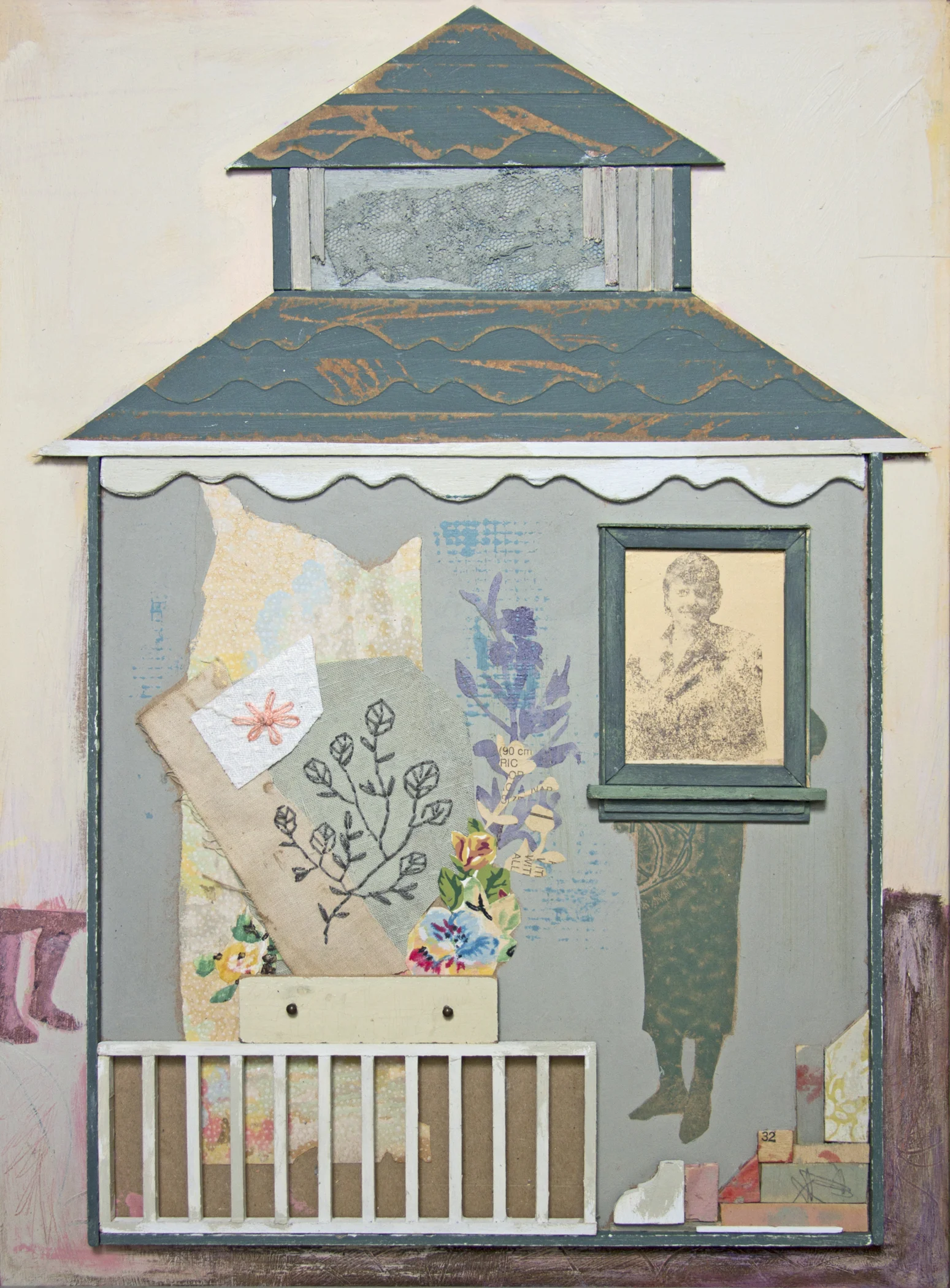 Chelsea Revelle, Mrs. Davis , fabric, inkjet dye and embroidery floss, 17" x 13"