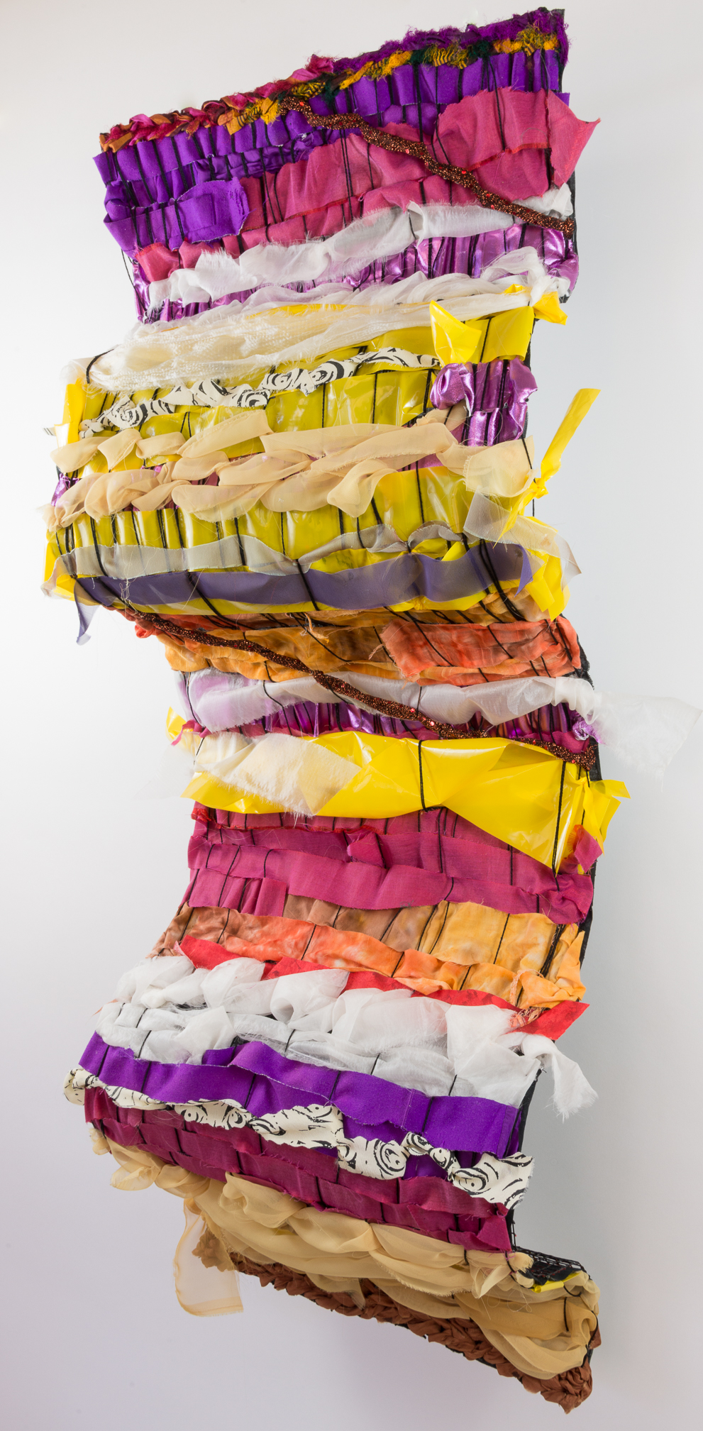  Sylvia Vander Sluis,  Exuberance , handwoven fabric over wire mesh armature, 48" x 20" x 10" 