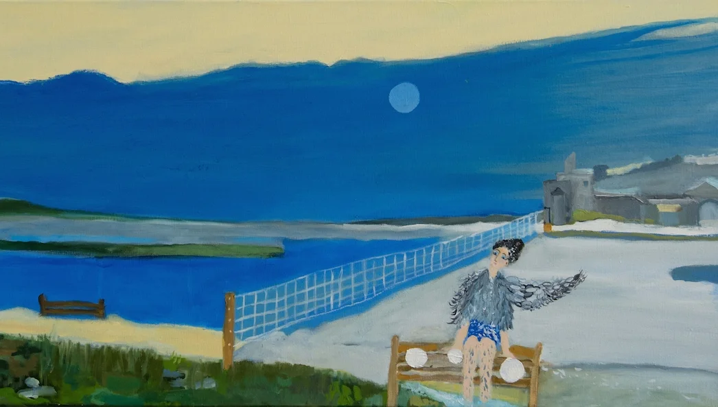 Alexandra Rozenman, Waiting for Isaac Levitan after School (detail) , oil on canvas, 60" x 20"
