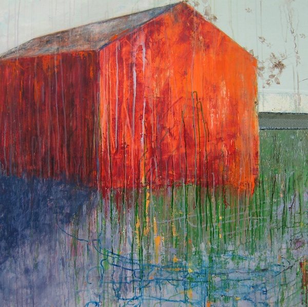 Barn Series: Glow ll , mixed-media painting, 40" x 40"