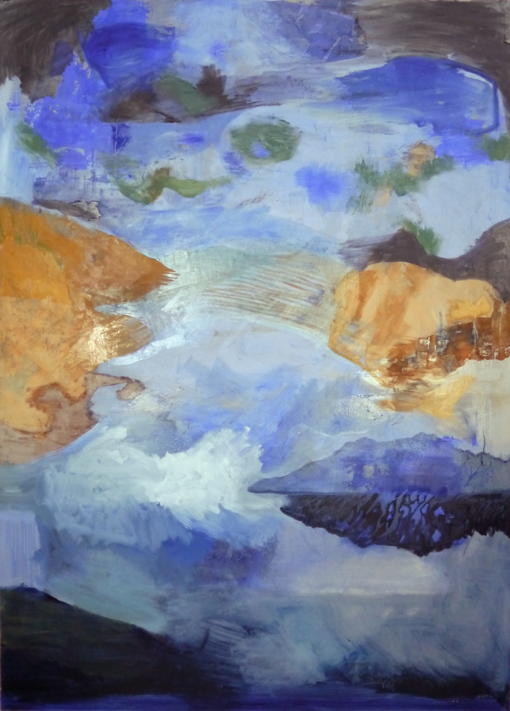  Kathline Carr, &nbsp;Bay Towards the End, &nbsp;Oil, graphite, plaster on paper mounted on wood, 67x50 